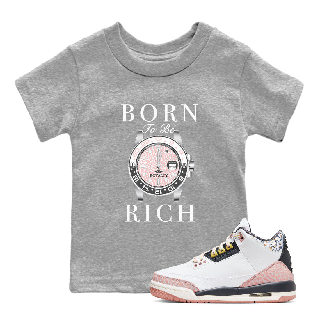 Born To Be Rich snkmatch Tees Kids - Air Jordan 3 Vintage Floral