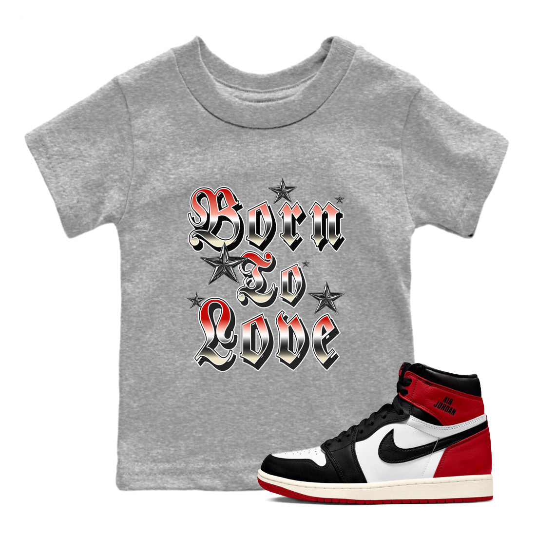 Born To Love snkmatch Tees Kids - Air Jordan 1 Black Toe Reimagined