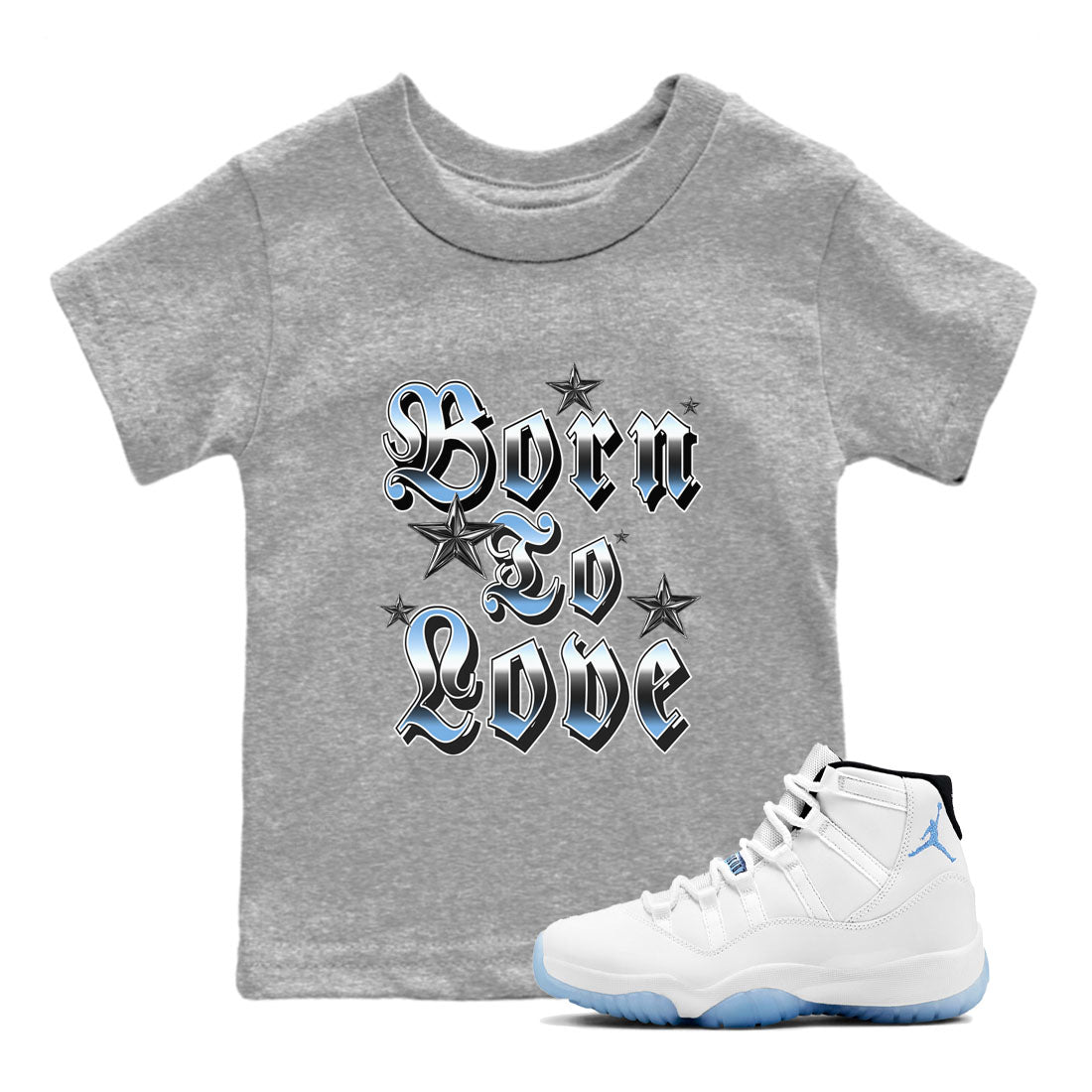 Born To Love snkmatch Tees Kids - Air Jordan 11 Legend Blue