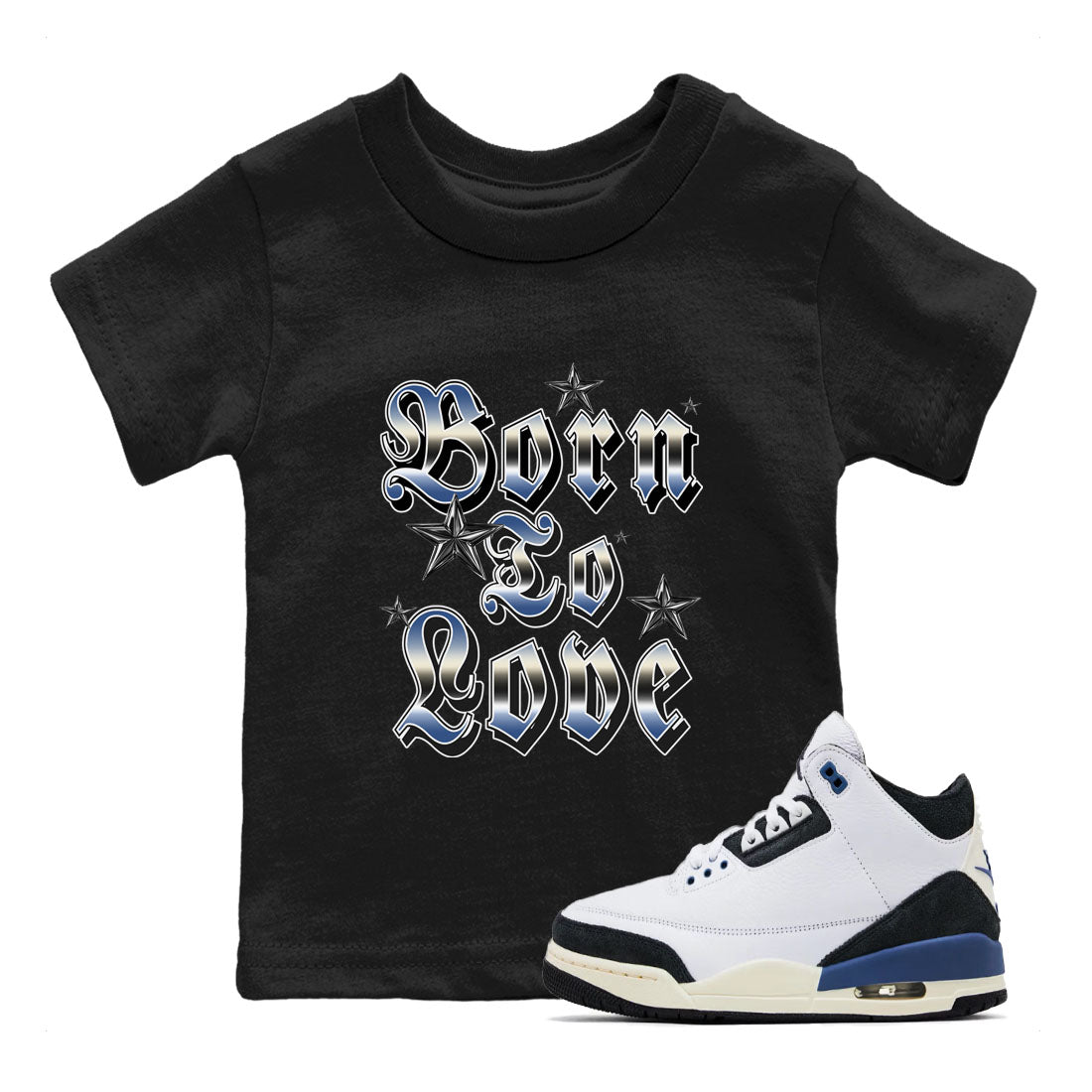 Born To Love snkmatch Tees Kids - Air Jordan 3 A Ma Maniere x Diffused Blue