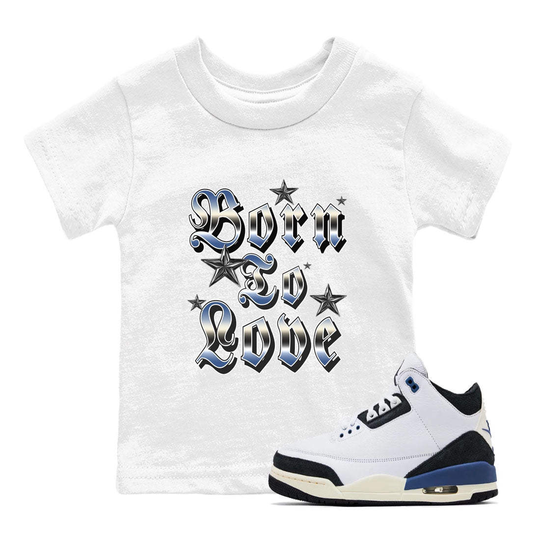 Born To Love snkmatch Tees Kids - Air Jordan 3 A Ma Maniere x Diffused Blue