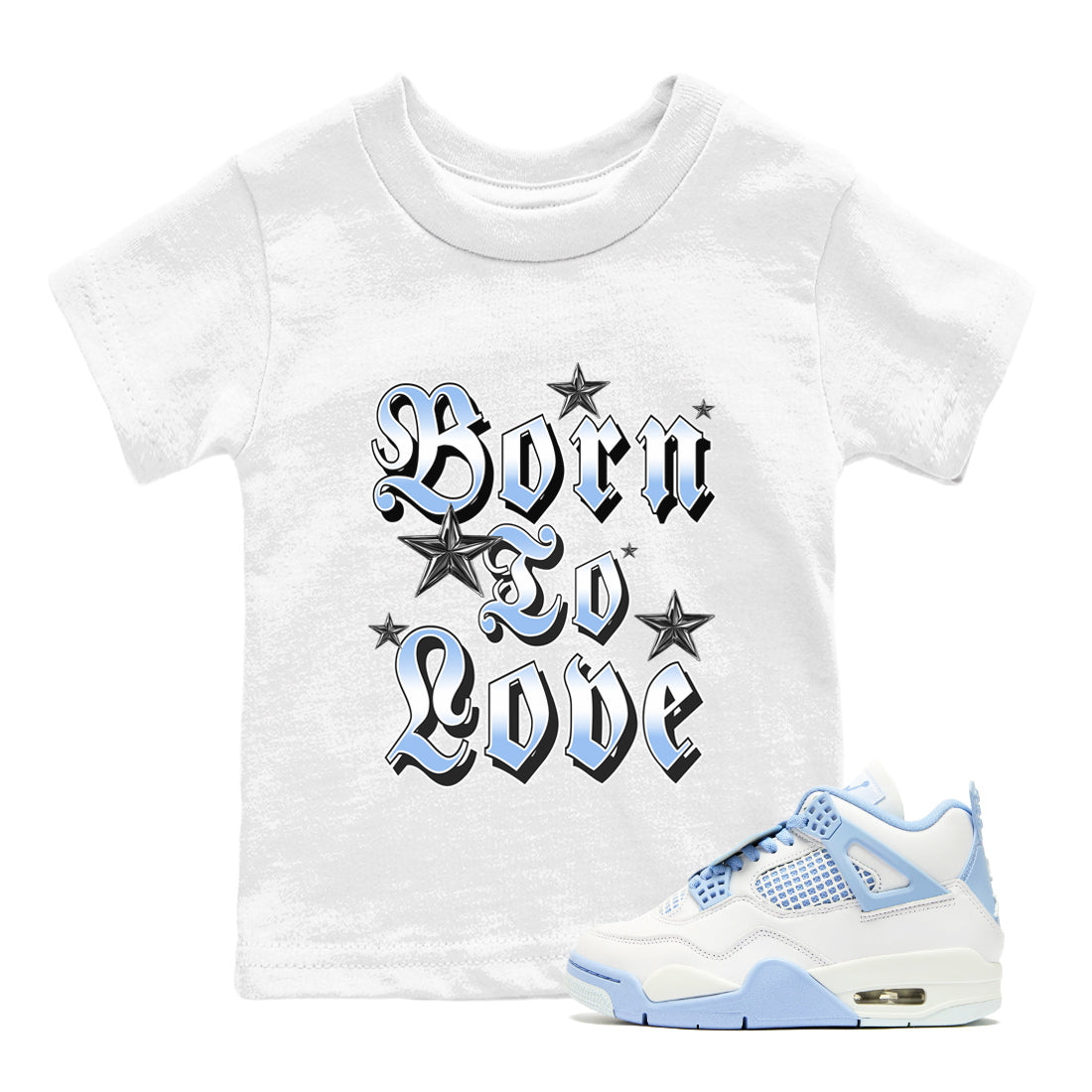 Born To Love snkmatch Tees Kids - Air Jordan 4 Aluminum