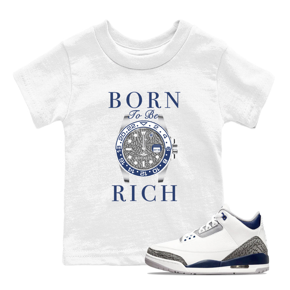 Born To Be Rich snkmatch Tees Kids - Air Jordan 3 Midnight Navy 2023