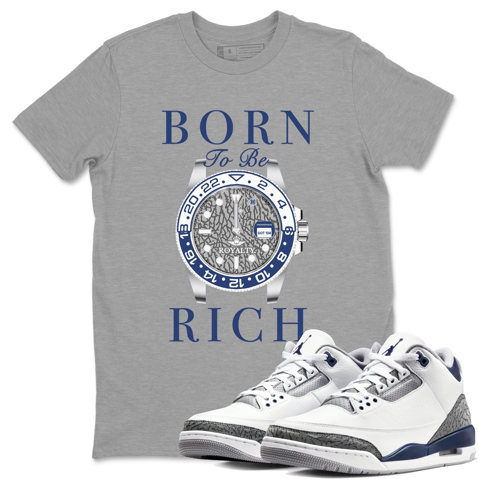 Born To Be Rich snkmatch Tees - Air Jordan 3 Midnight Navy 2023