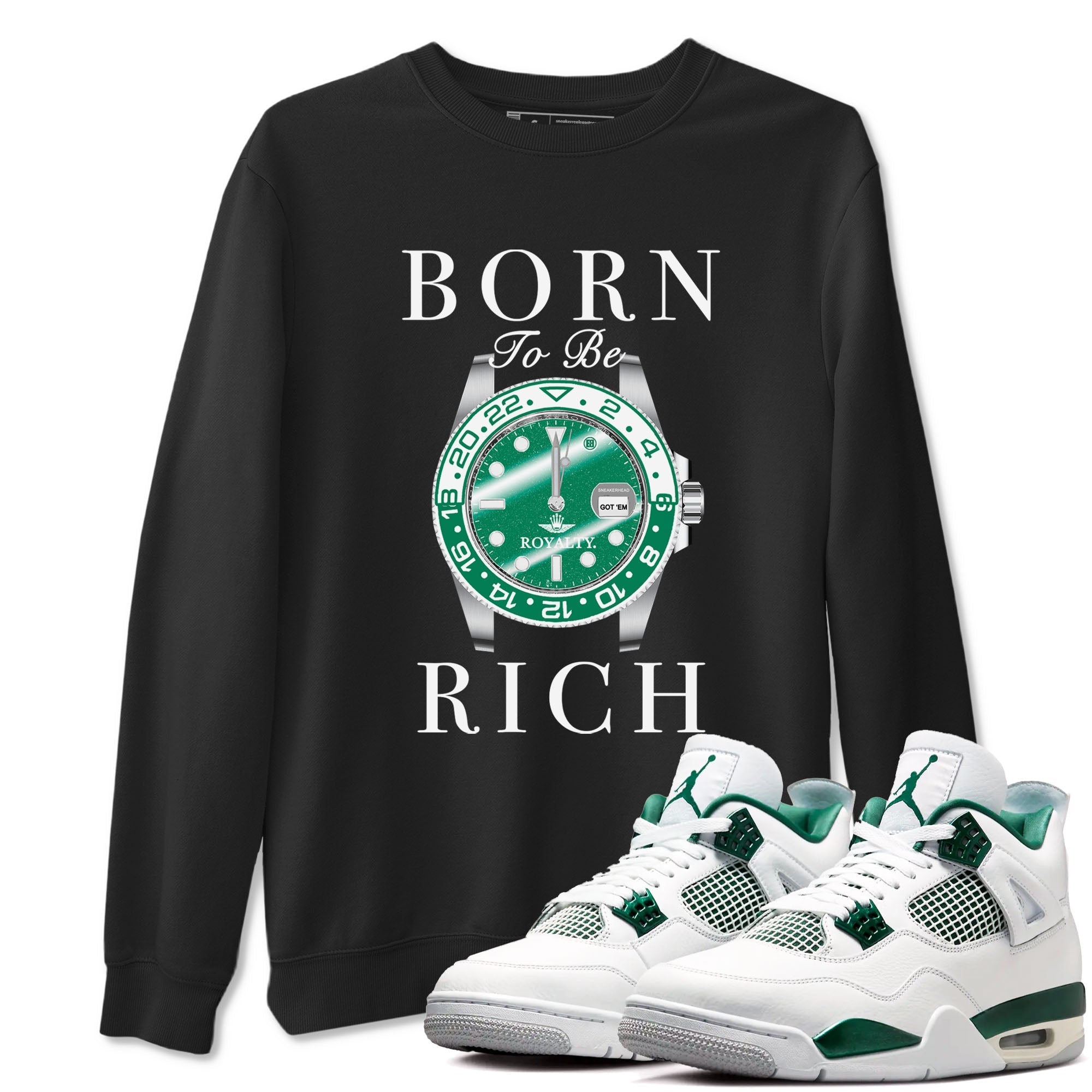 Born To Rich snkmatch Tees - Air Jordan 4 Oxidized Green