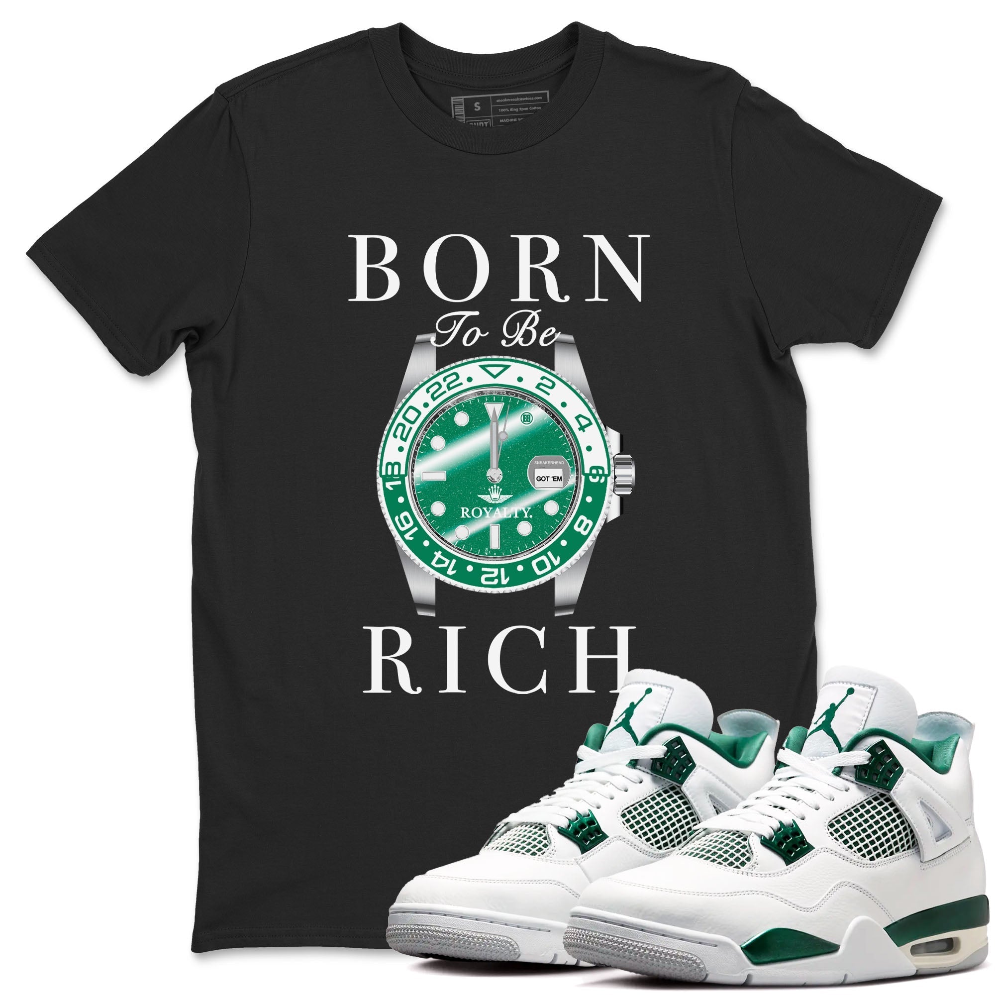 Born To Rich snkmatch Tees - Air Jordan 4 Oxidized Green