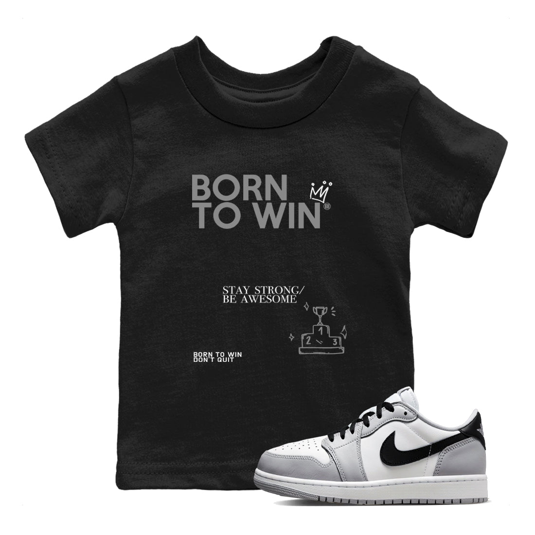 Born To Win snkmatch Tees Kids - Air Jordan 1 Wolf Grey