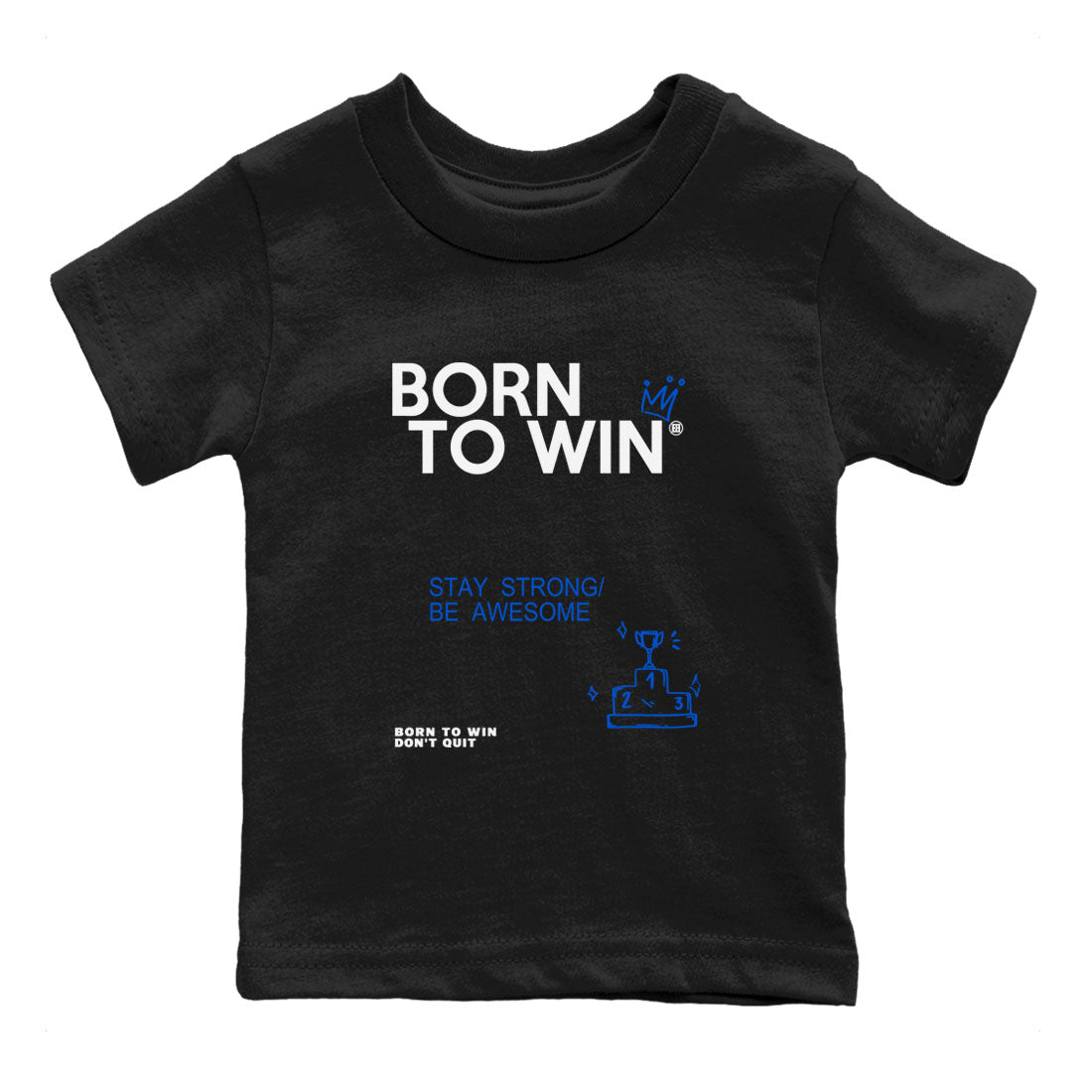 Born To Win snkmatch Tees Kids - Air Jordan 11 Black and Varsity Royal