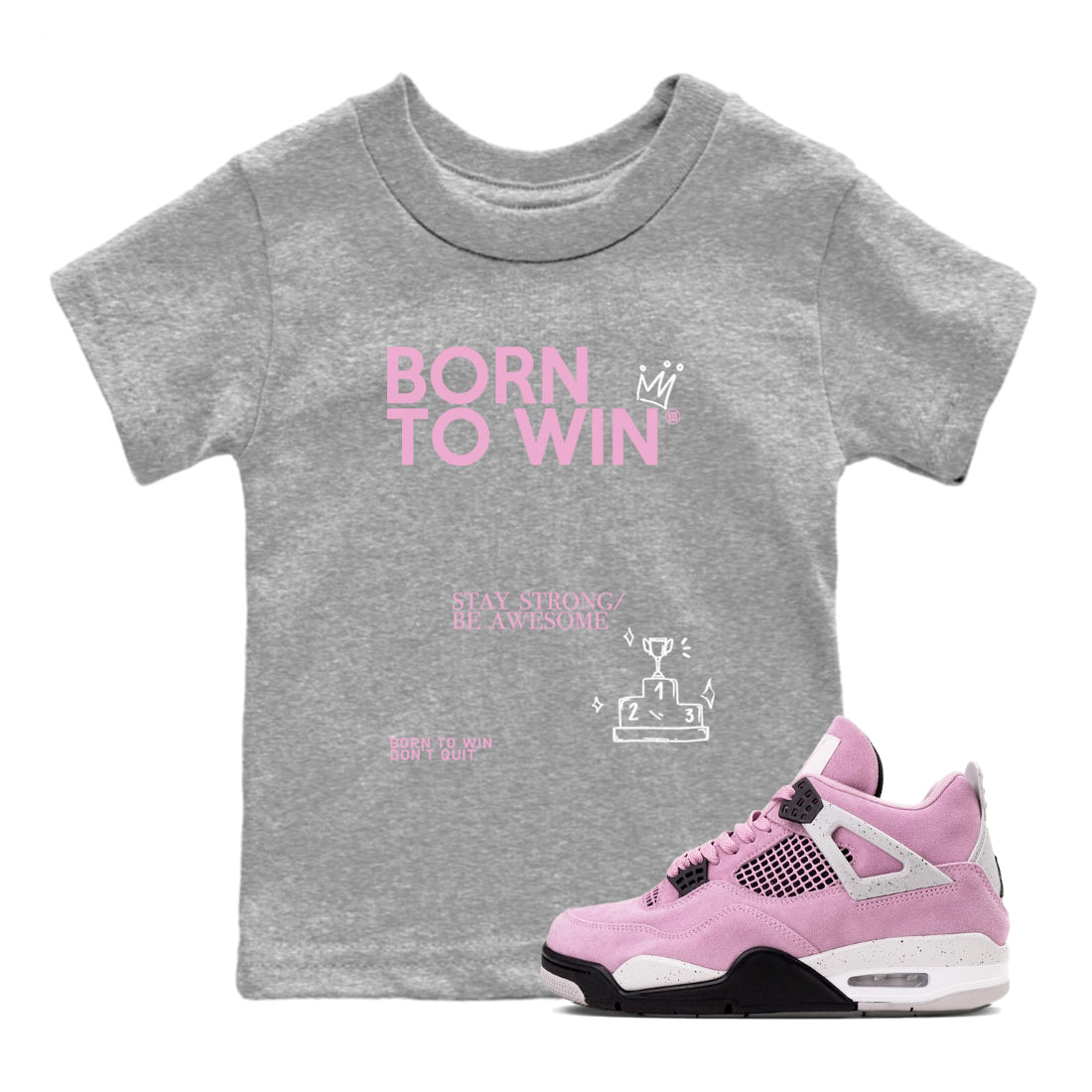 Born To Win snkmatch Tees Kids - Air Jordan 4 Orchid