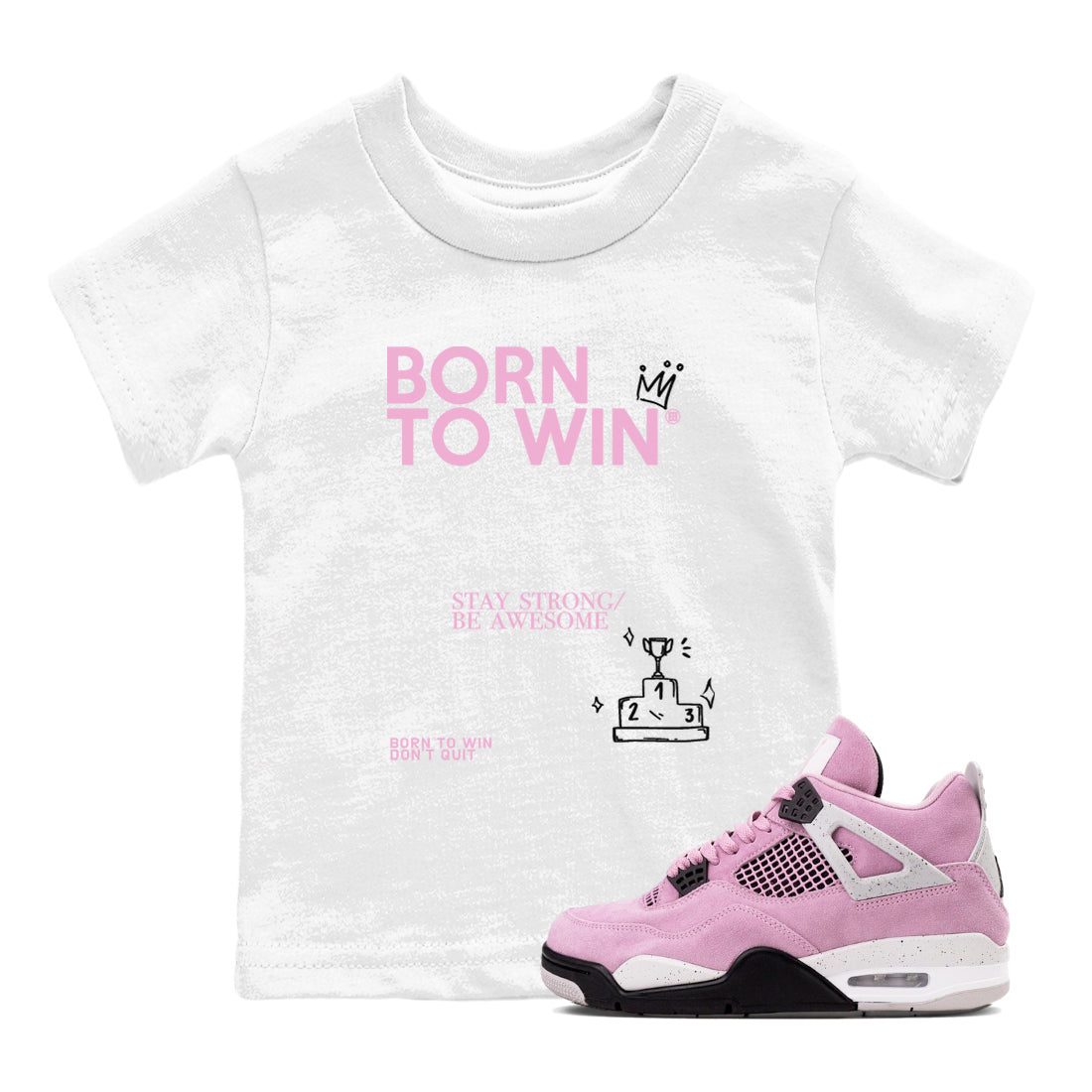Born To Win snkmatch Tees Kids - Air Jordan 4 Orchid