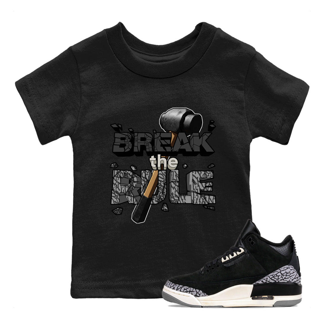 Break The Rule snkmatch Tee Kids - Air Jordan 3 Off Noir