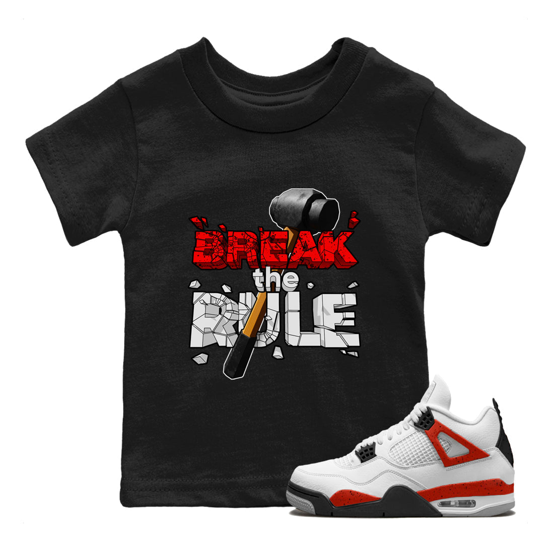 Break The Rule snkmatch Tee Kids - Air Jordan 4 Red Cement
