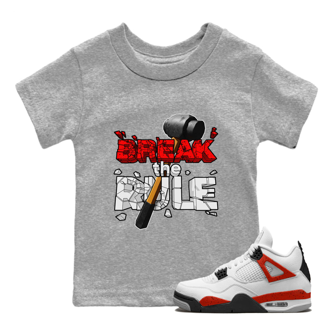 Break The Rule snkmatch Tee Kids - Air Jordan 4 Red Cement