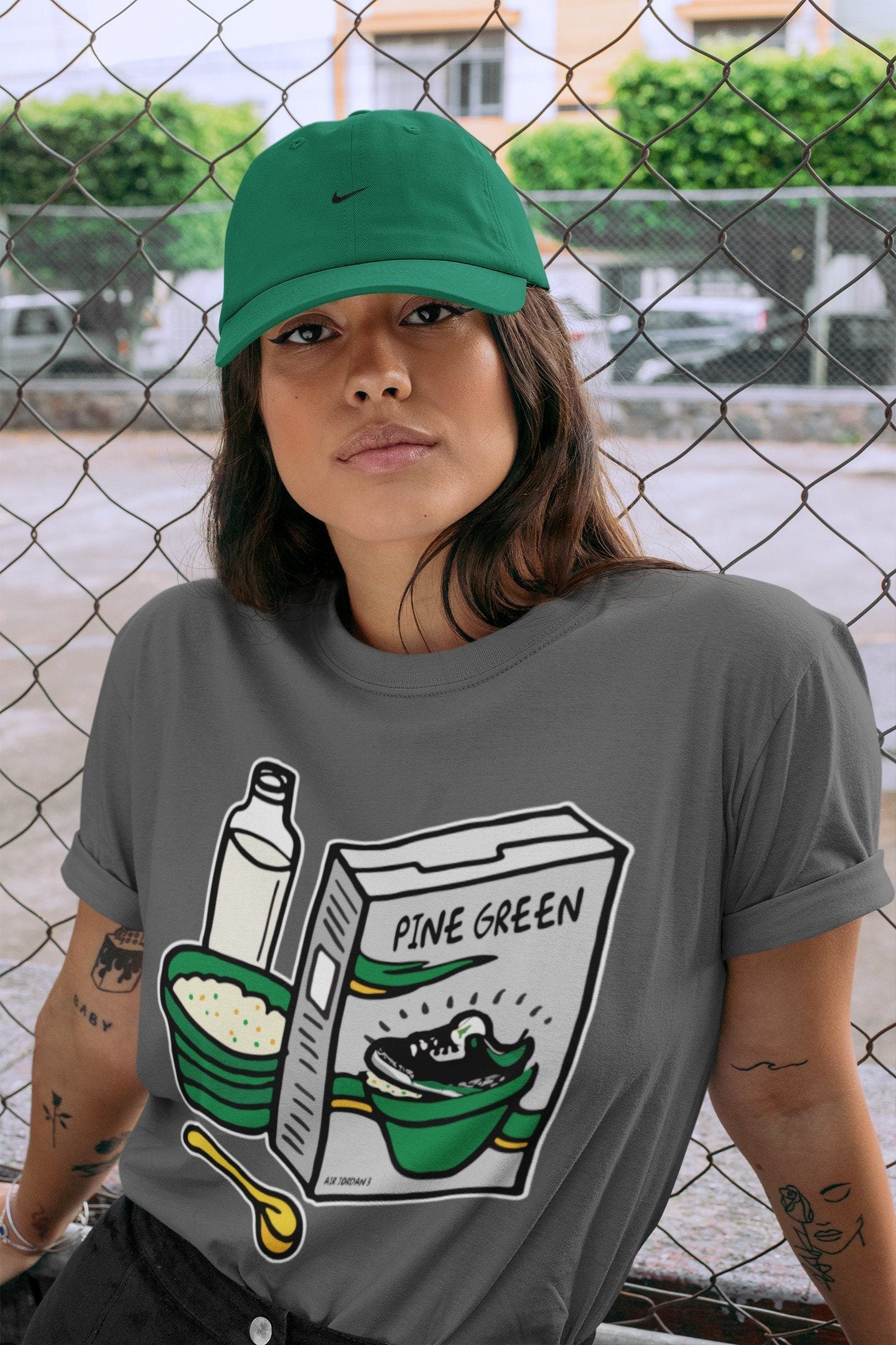 Breakfast Cereal Unisex Tops - Air Jordan 3 Pine Green