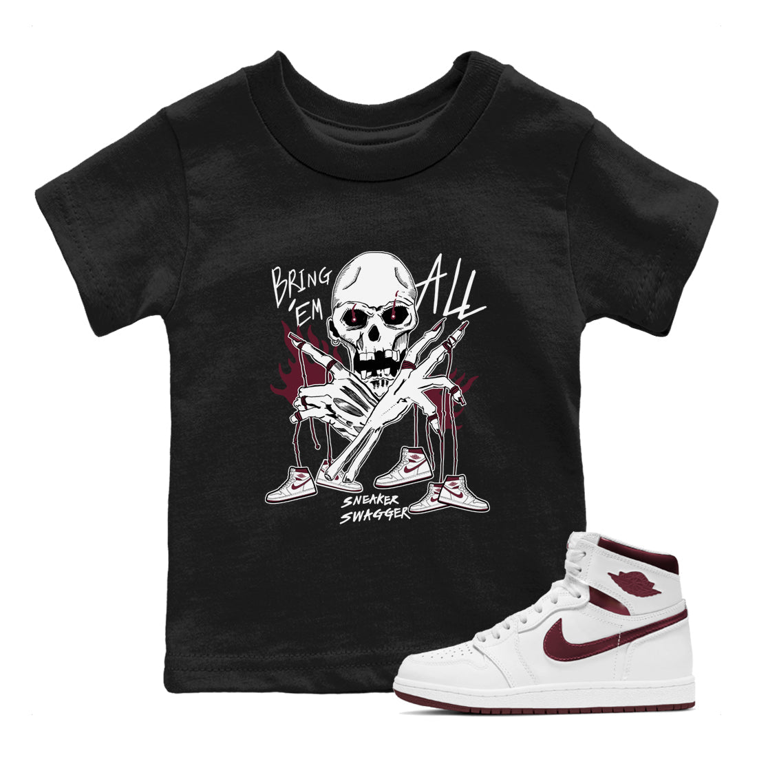 Bring 'Em All snkmatch Tees Kids - Air Jordan 1 Metallic Burgundy