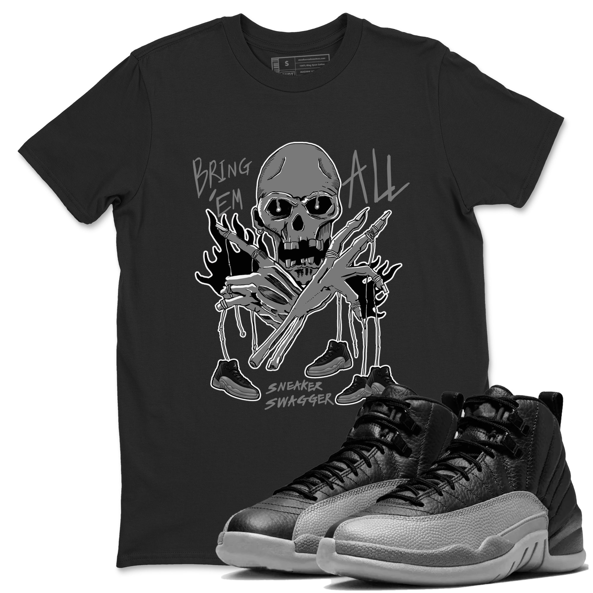 Bring 'Em All snkmatch Tees - Air Jordan 12 Black Wolf Grey