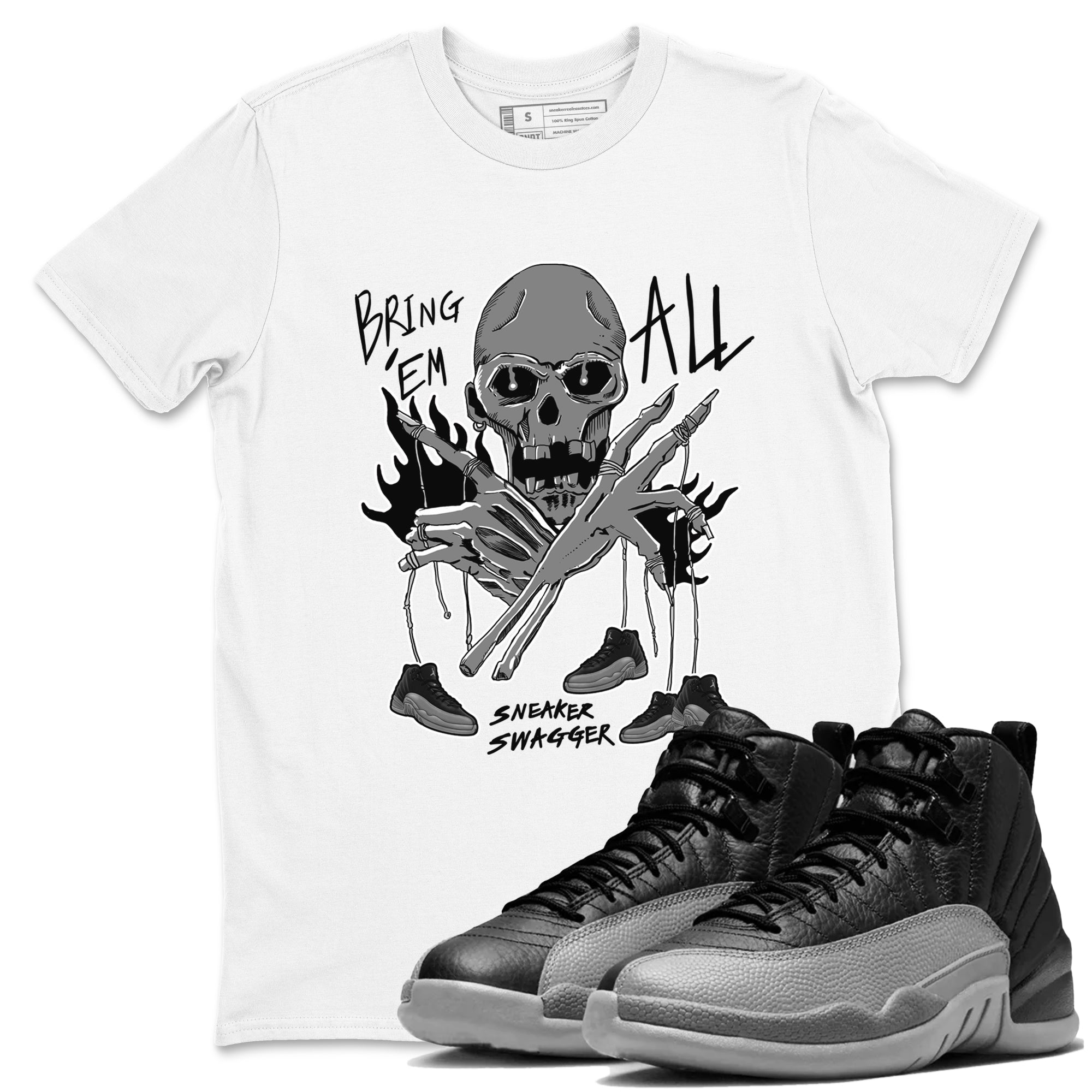 Bring 'Em All snkmatch Tees - Air Jordan 12 Black Wolf Grey