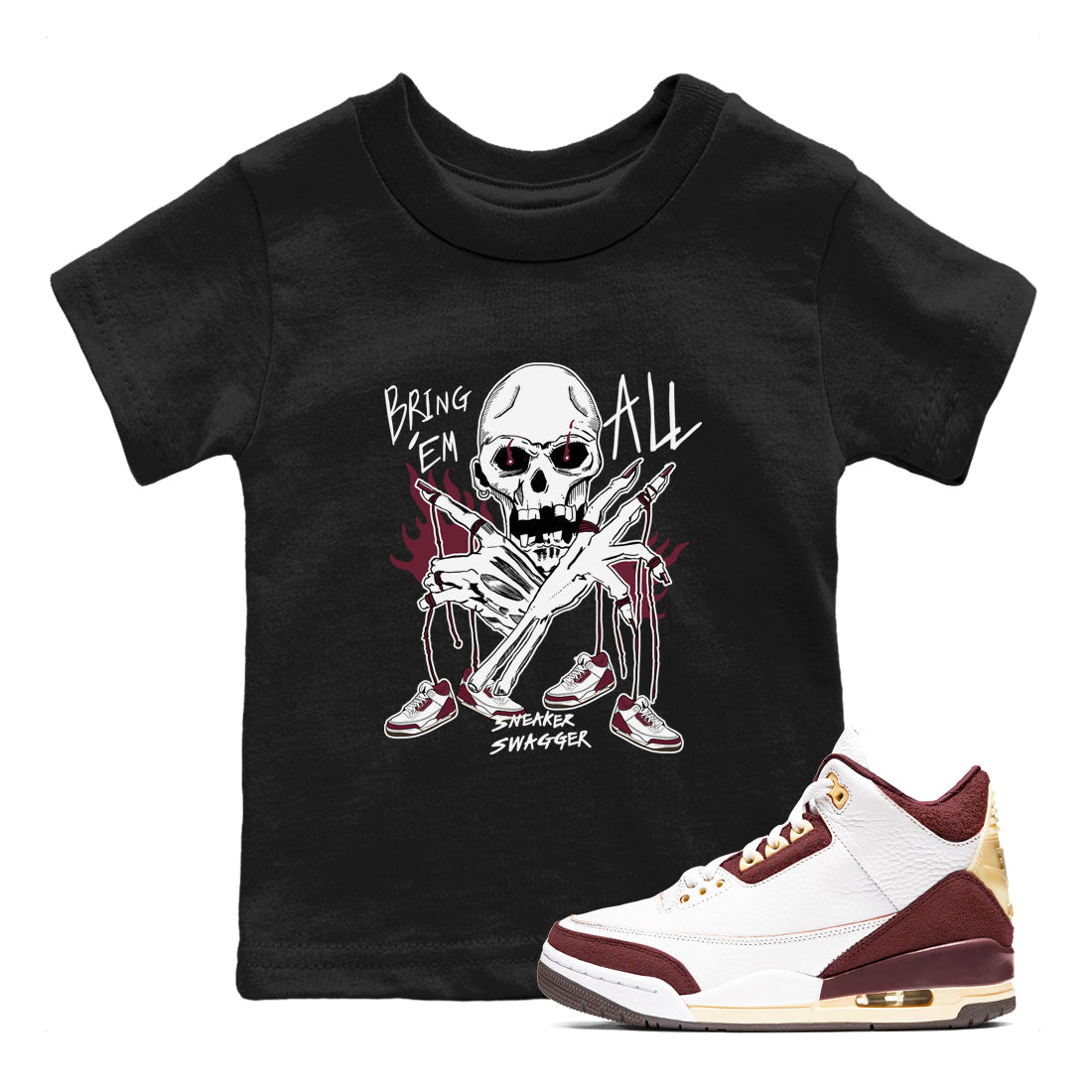 Bring 'Em All snkmatch Tees Kids - Air Jordan 3 A Ma Maniere x Burgundy Crush