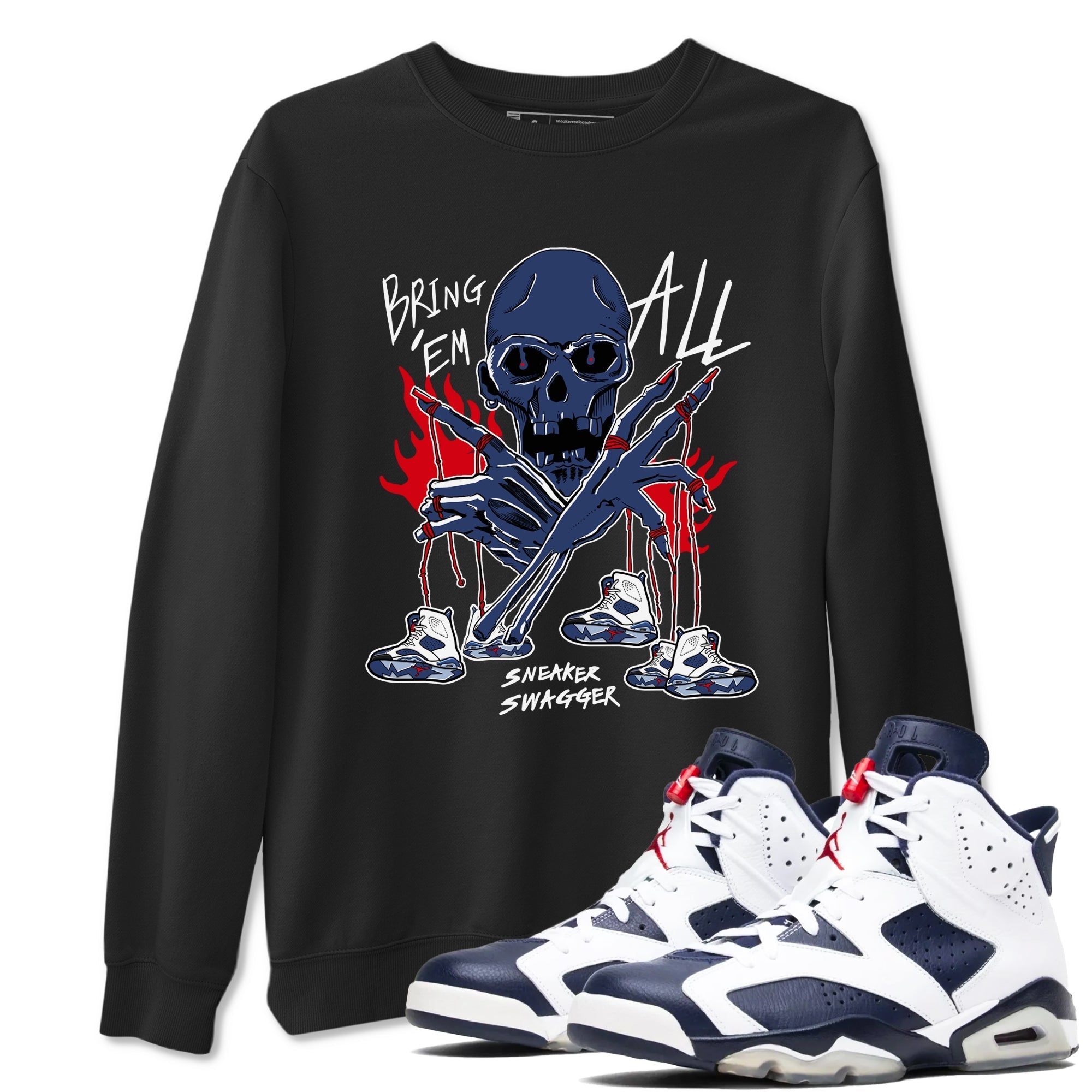 Bring 'Em All snkmatch Tees - Air Jordan 6 White And Midnight Navy