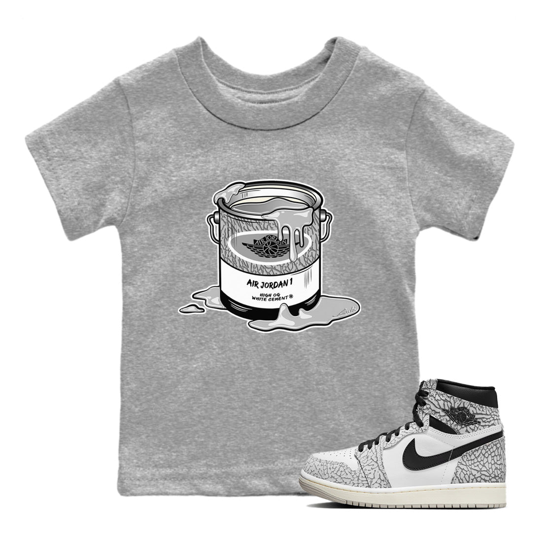 Bucket Kids Tops - Air Jordan 1 White Cement
