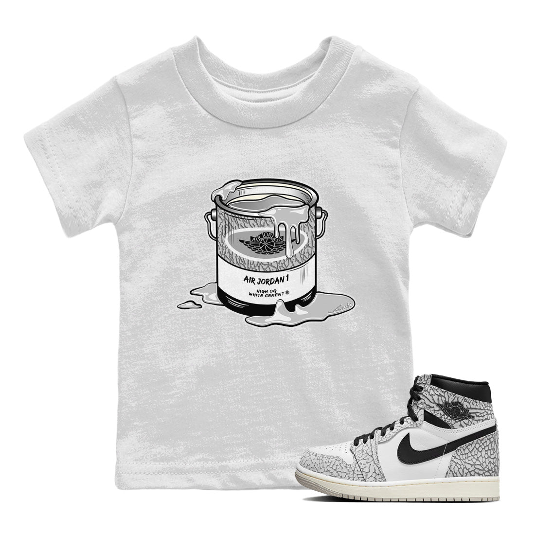 Bucket Kids Tops - Air Jordan 1 White Cement