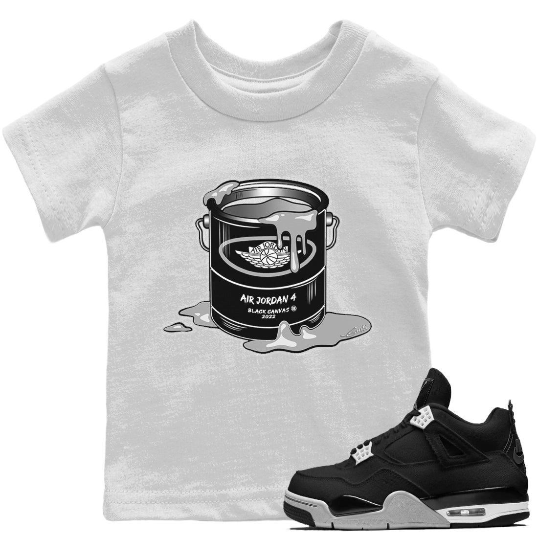 Bucket Kids Tops - Air Jordan 4 Black Canvas