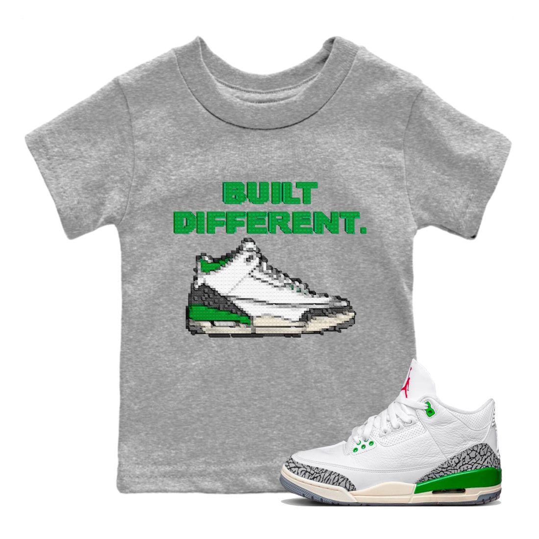 Built Different Kids Tops - Air Jordan 3 Lucky Green
