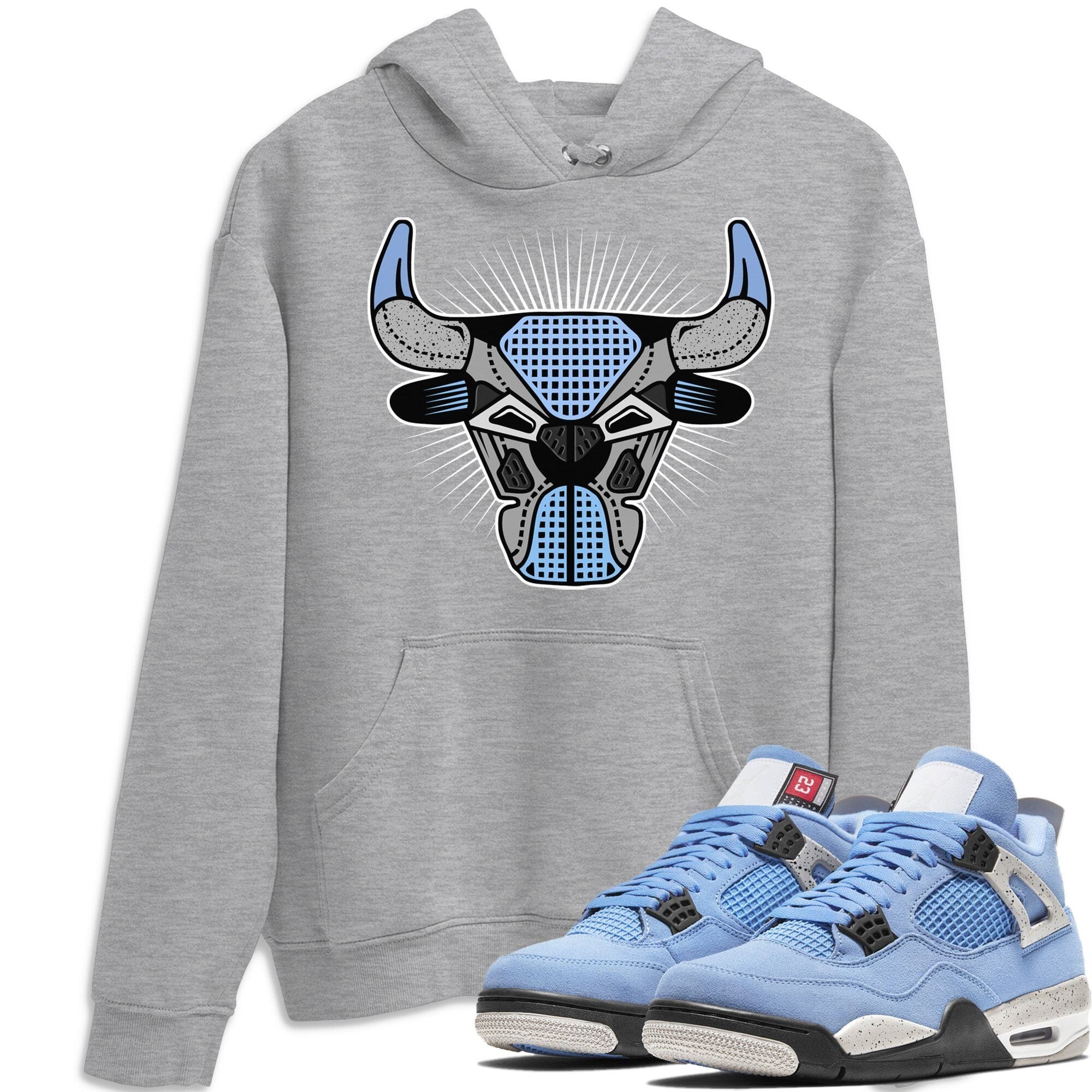 Bull Head Unisex Tops - Air Jordan 4 University Blue