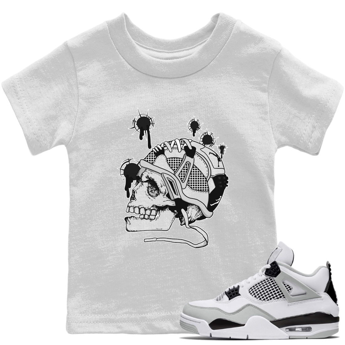 Bullet Holes Kids Tops - Air Jordan 4 Military Black