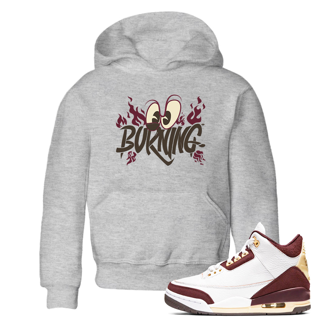 Burning snkmatch Tees Kids - Air Jordan 3 A Ma Maniere x Burgundy Crush