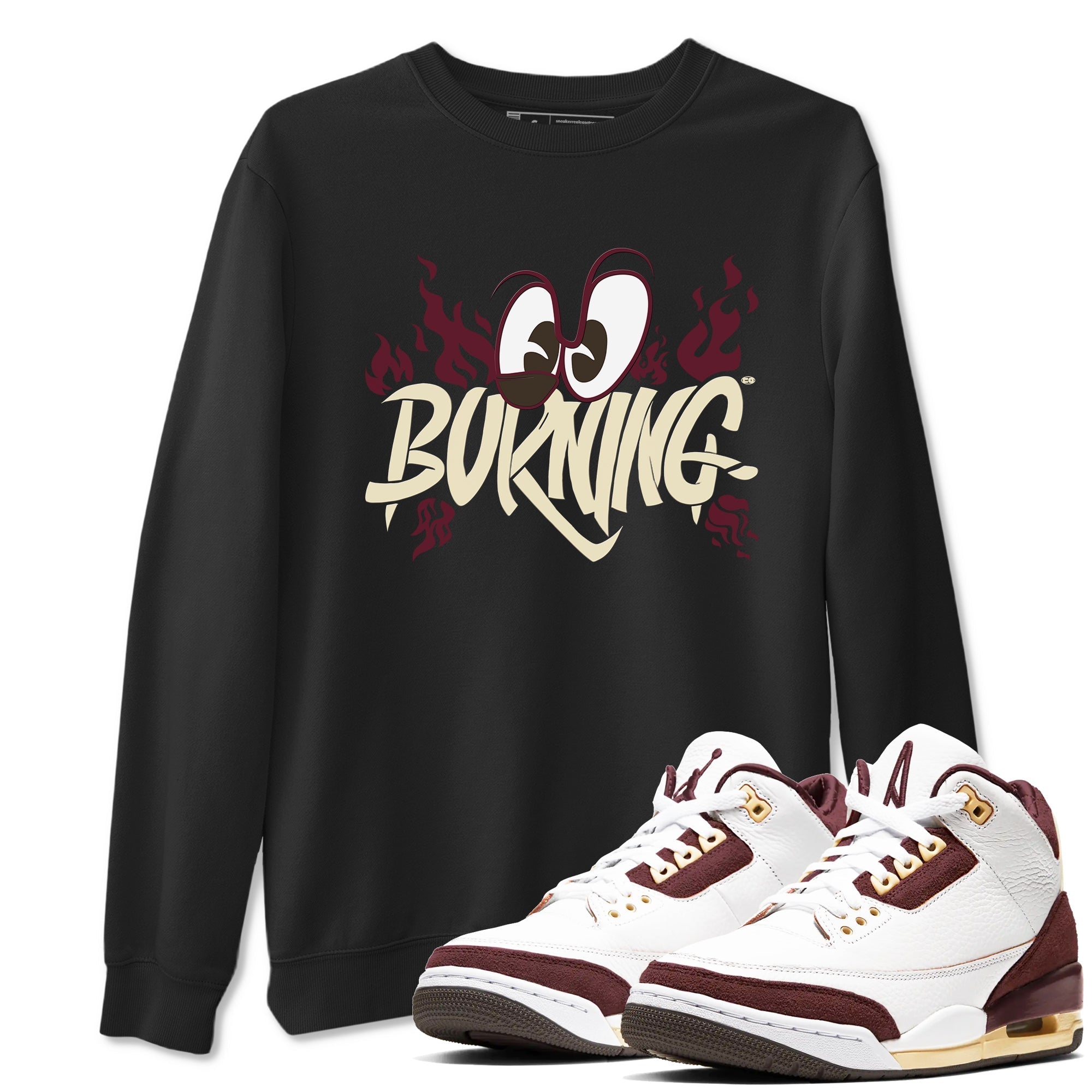 Burning snkmatch Tees - Air Jordan 3 A Ma Maniere x Burgundy Crush