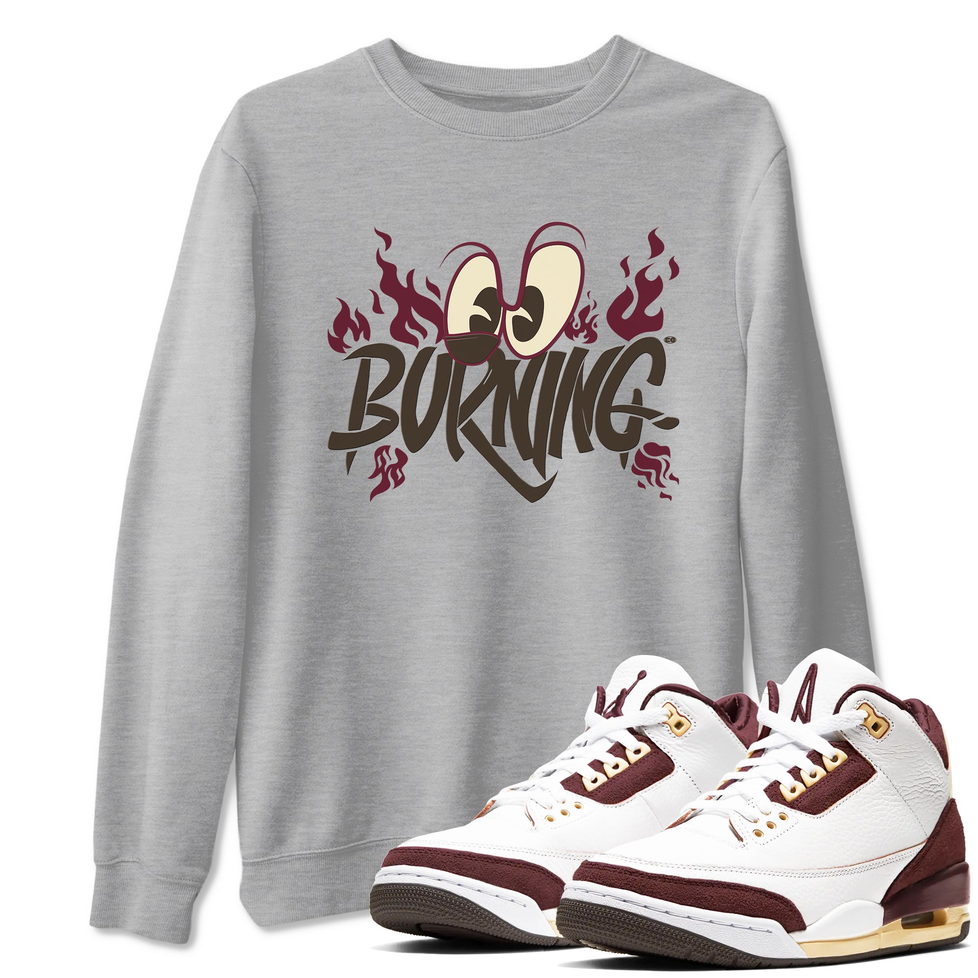 Burning snkmatch Tees - Air Jordan 3 A Ma Maniere x Burgundy Crush