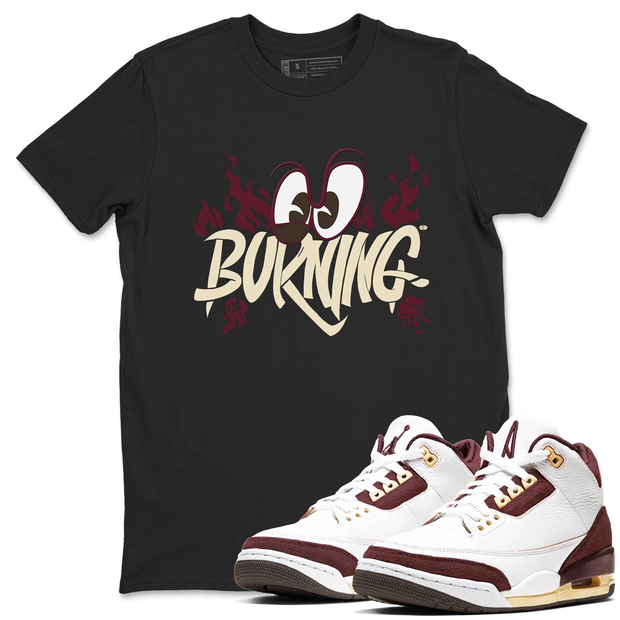 Burning snkmatch Tees - Air Jordan 3 A Ma Maniere x Burgundy Crush