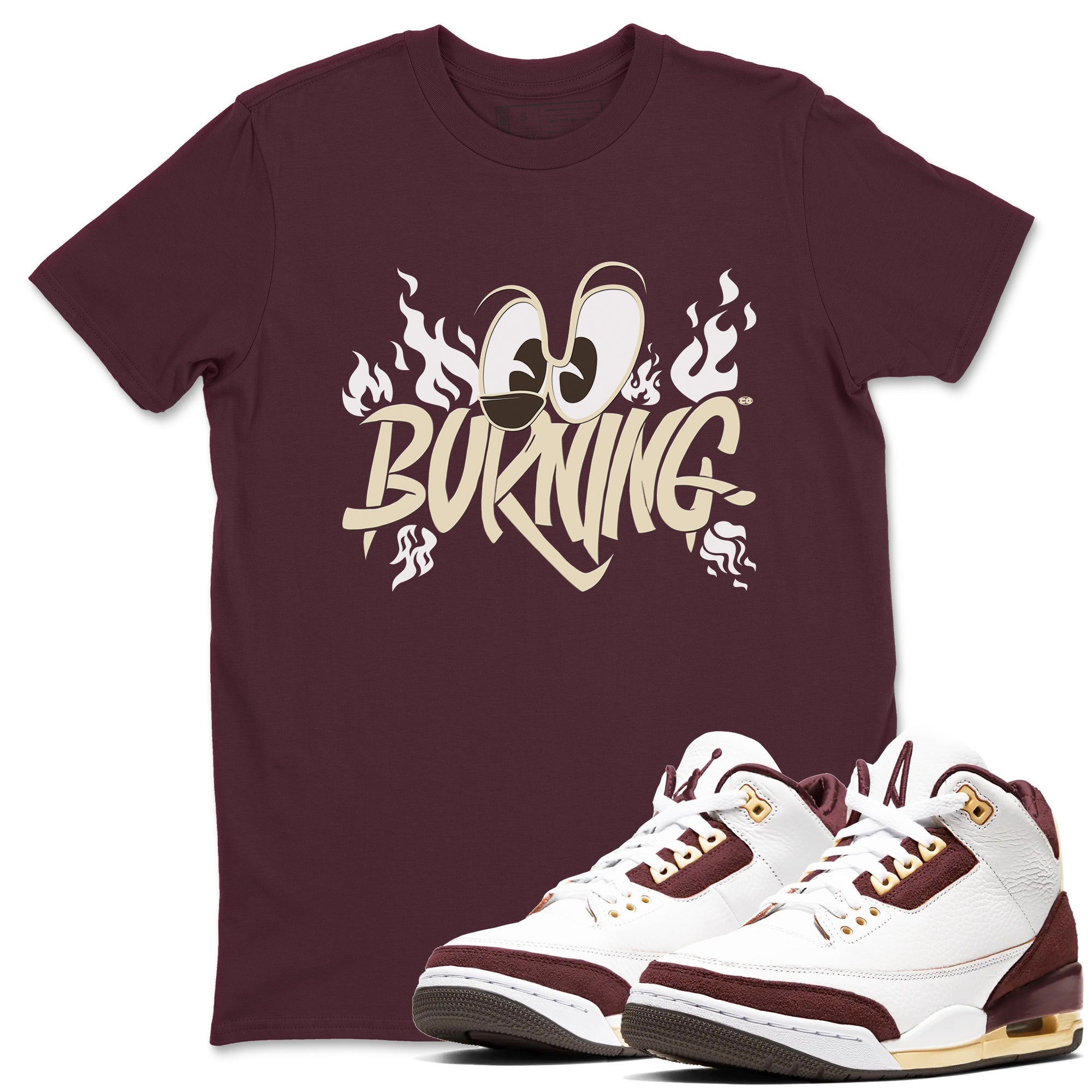 Burning snkmatch Tees - Air Jordan 3 A Ma Maniere x Burgundy Crush