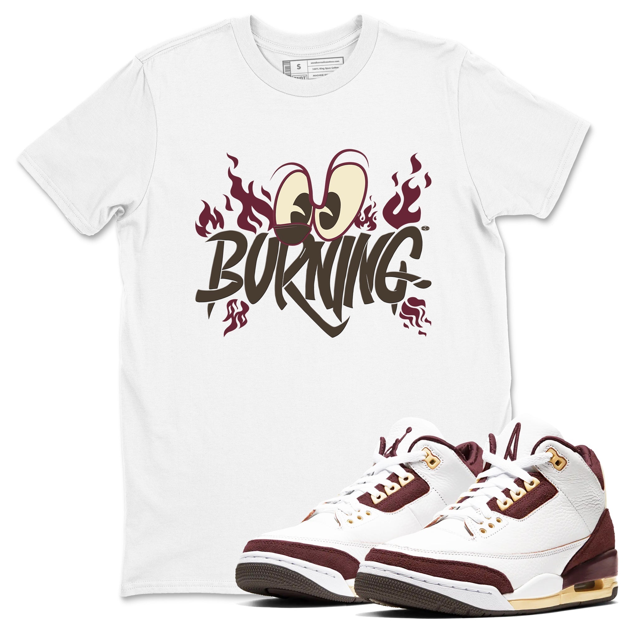 Burning snkmatch Tees - Air Jordan 3 A Ma Maniere x Burgundy Crush