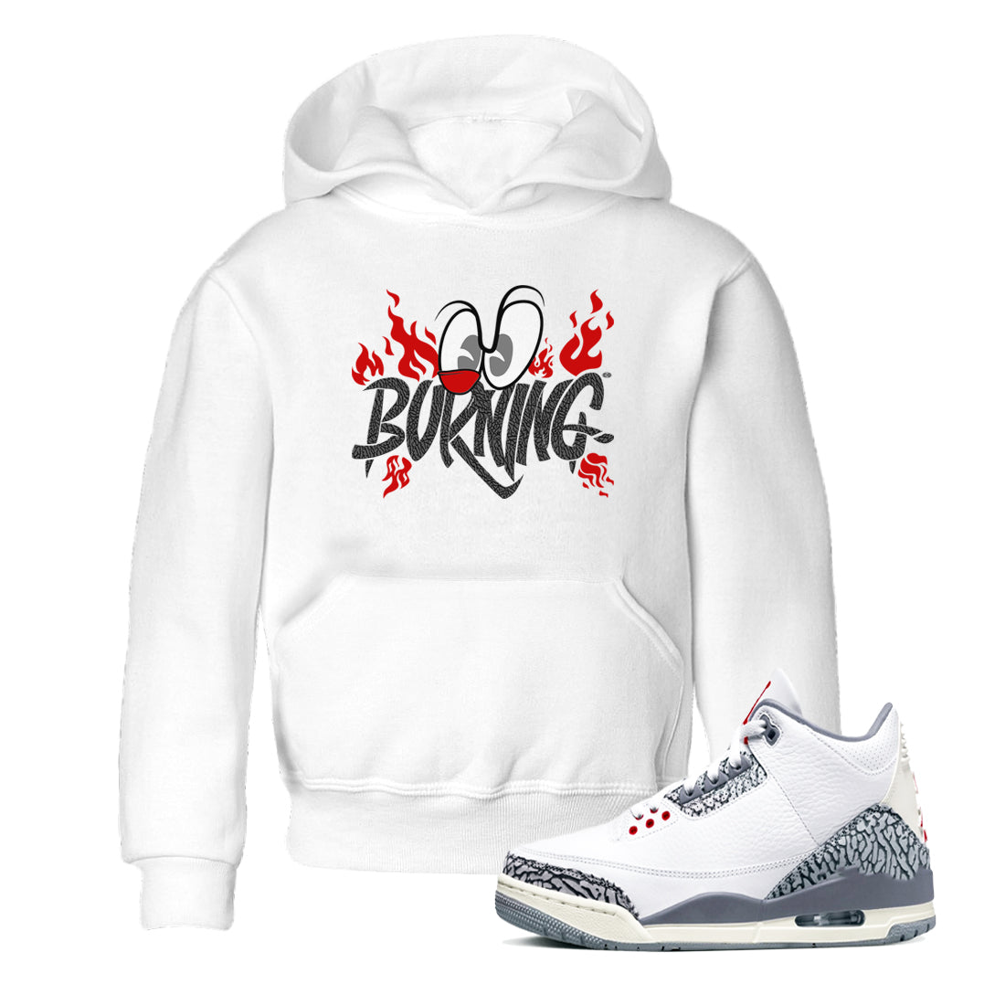 Burning snkmatch Tees Kids - Air Jordan 3 Cement Grey