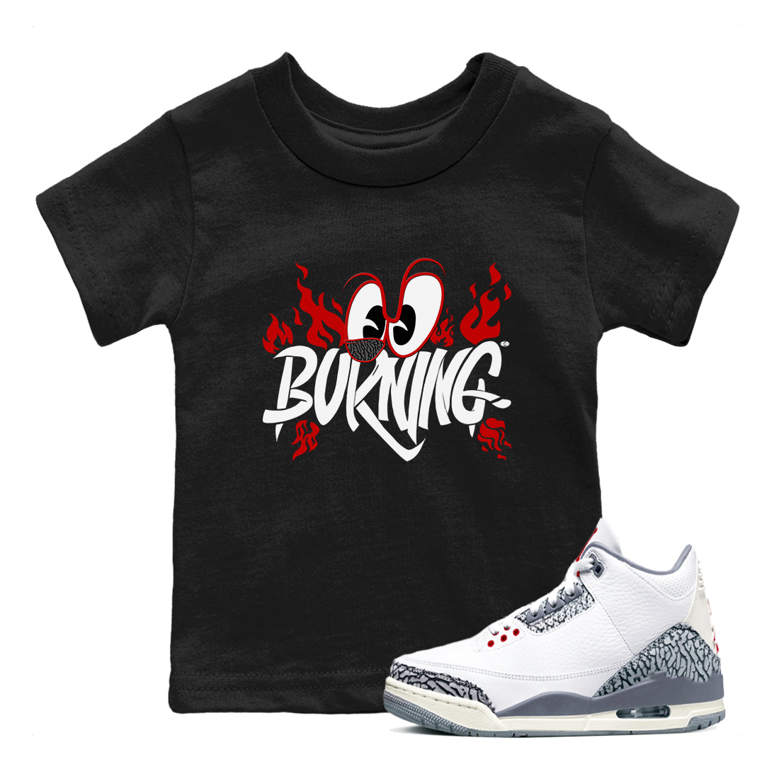 Burning snkmatch Tees Kids - Air Jordan 3 Cement Grey