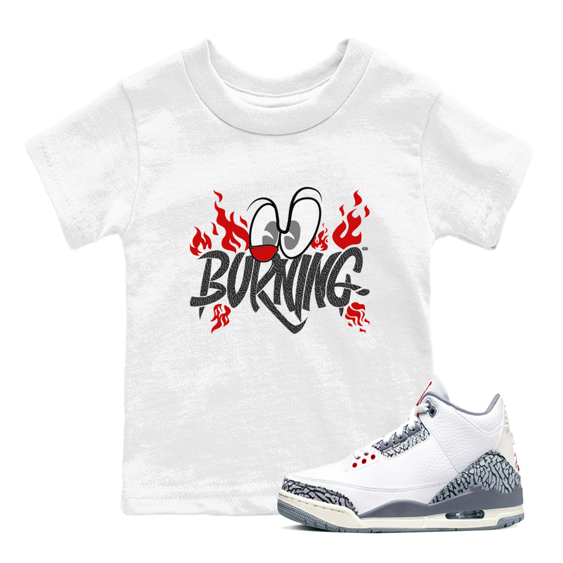 Burning snkmatch Tees Kids - Air Jordan 3 Cement Grey