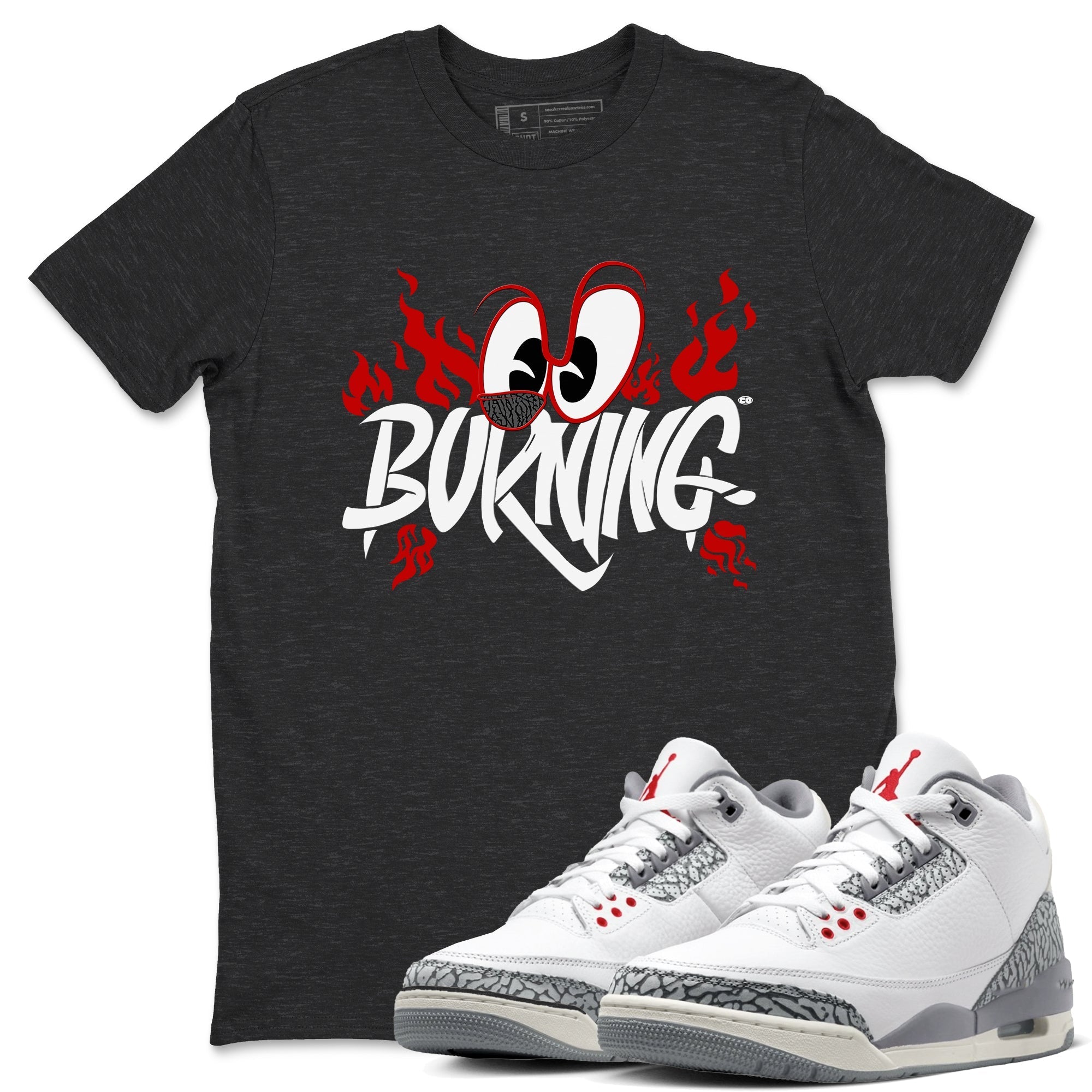 Burning snkmatch Tees - Air Jordan 3 Cement Grey