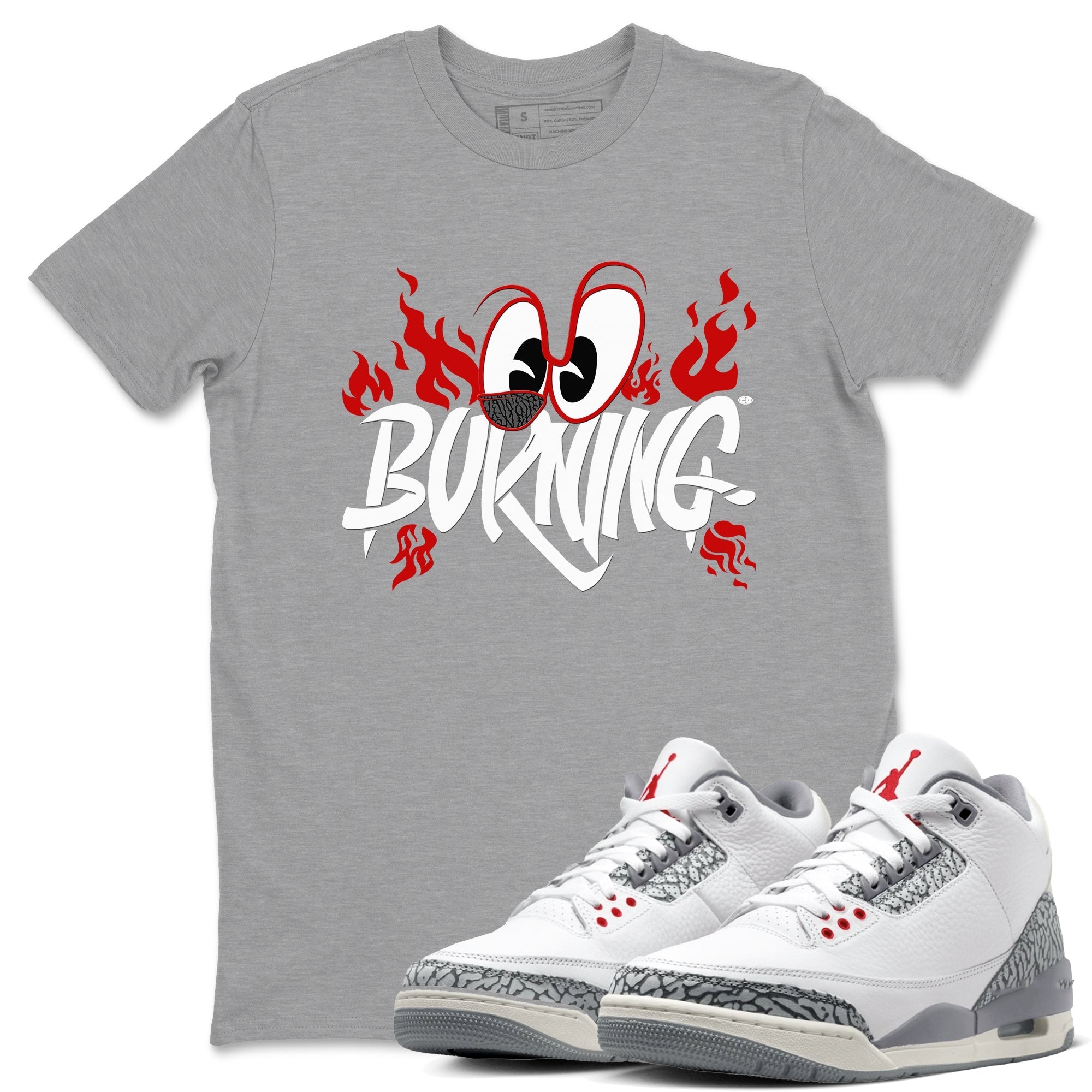 Burning snkmatch Tees - Air Jordan 3 Cement Grey