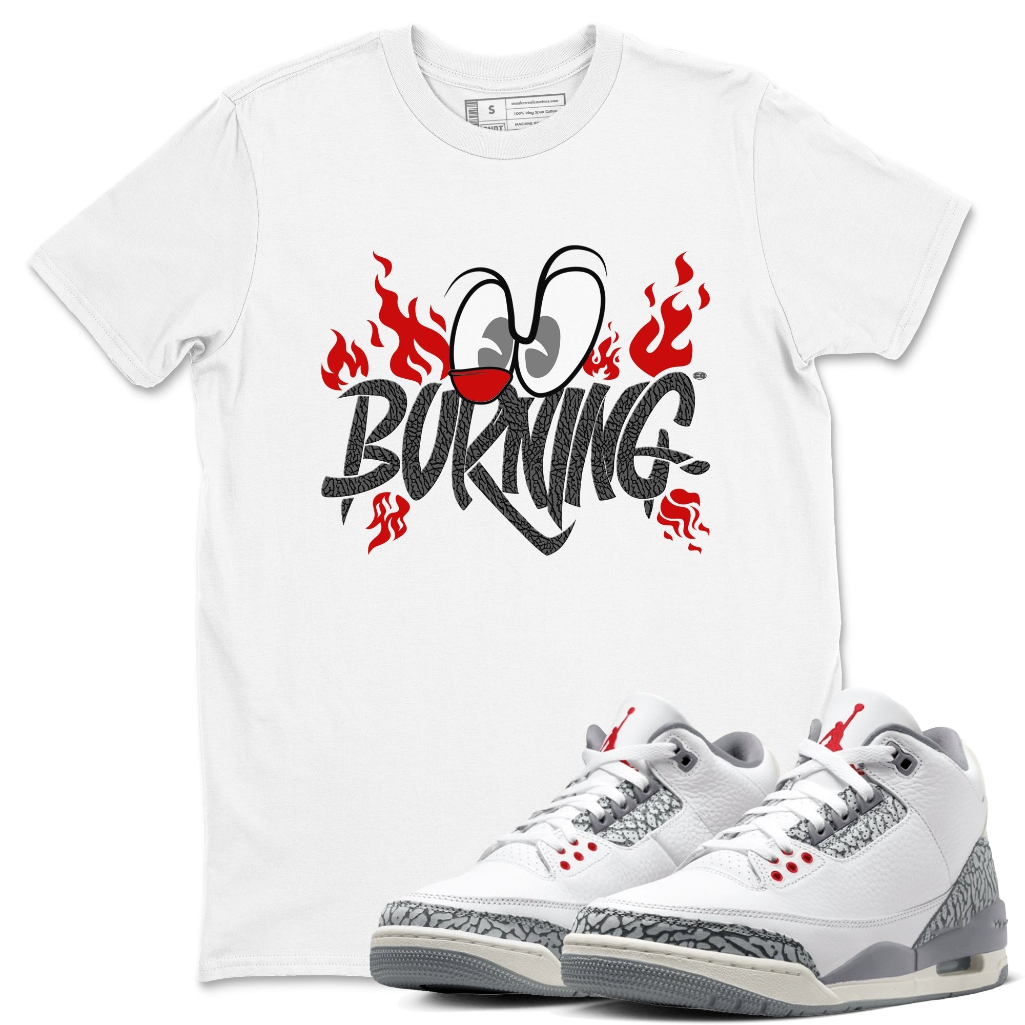Burning snkmatch Tees - Air Jordan 3 Cement Grey