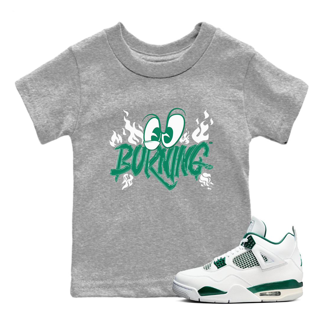 Burning snkmatch Tees Kids - Air Jordan 4 Oxidized Green