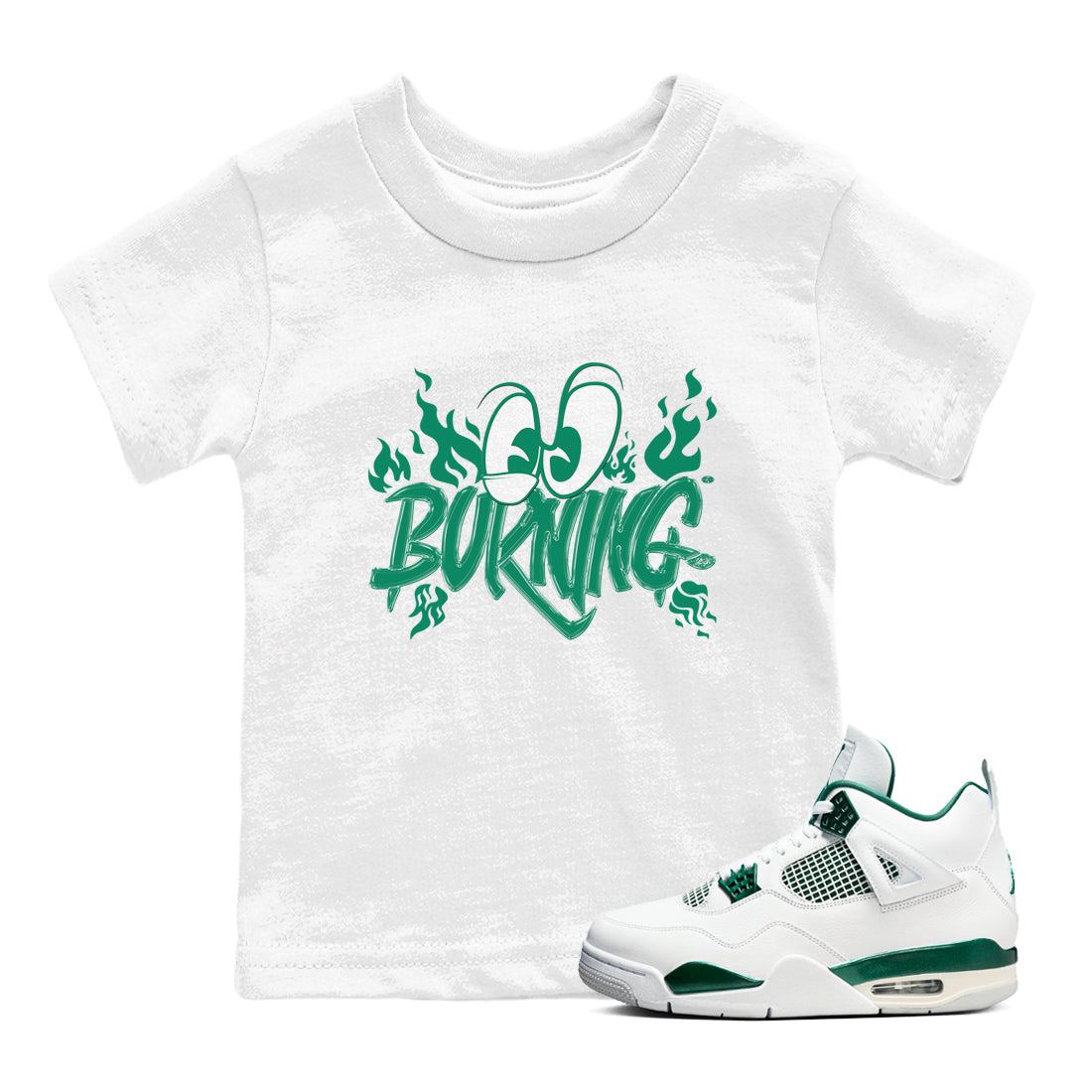 Burning snkmatch Tees Kids - Air Jordan 4 Oxidized Green
