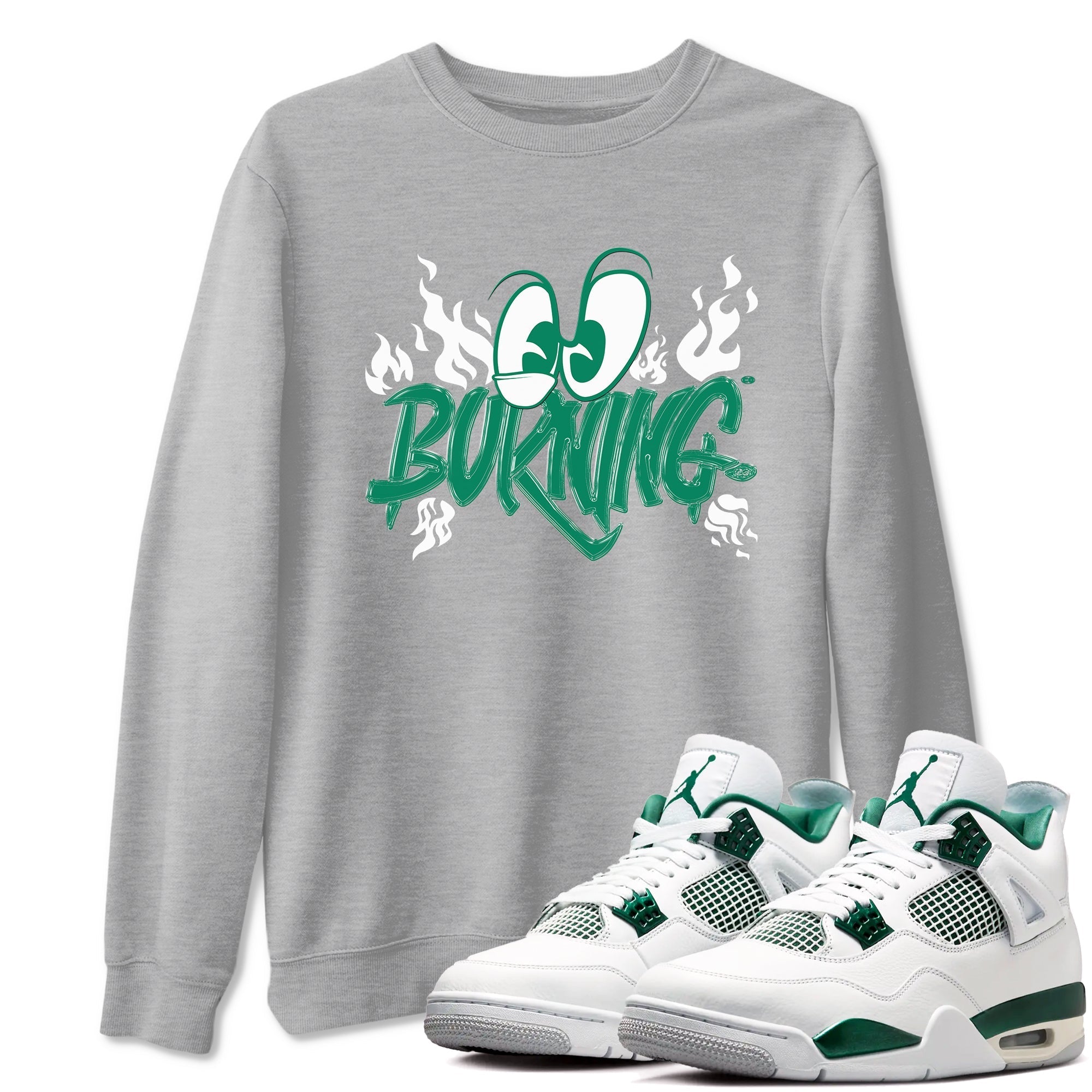Burning snkmatch Tees - Air Jordan 4 Oxidized Green