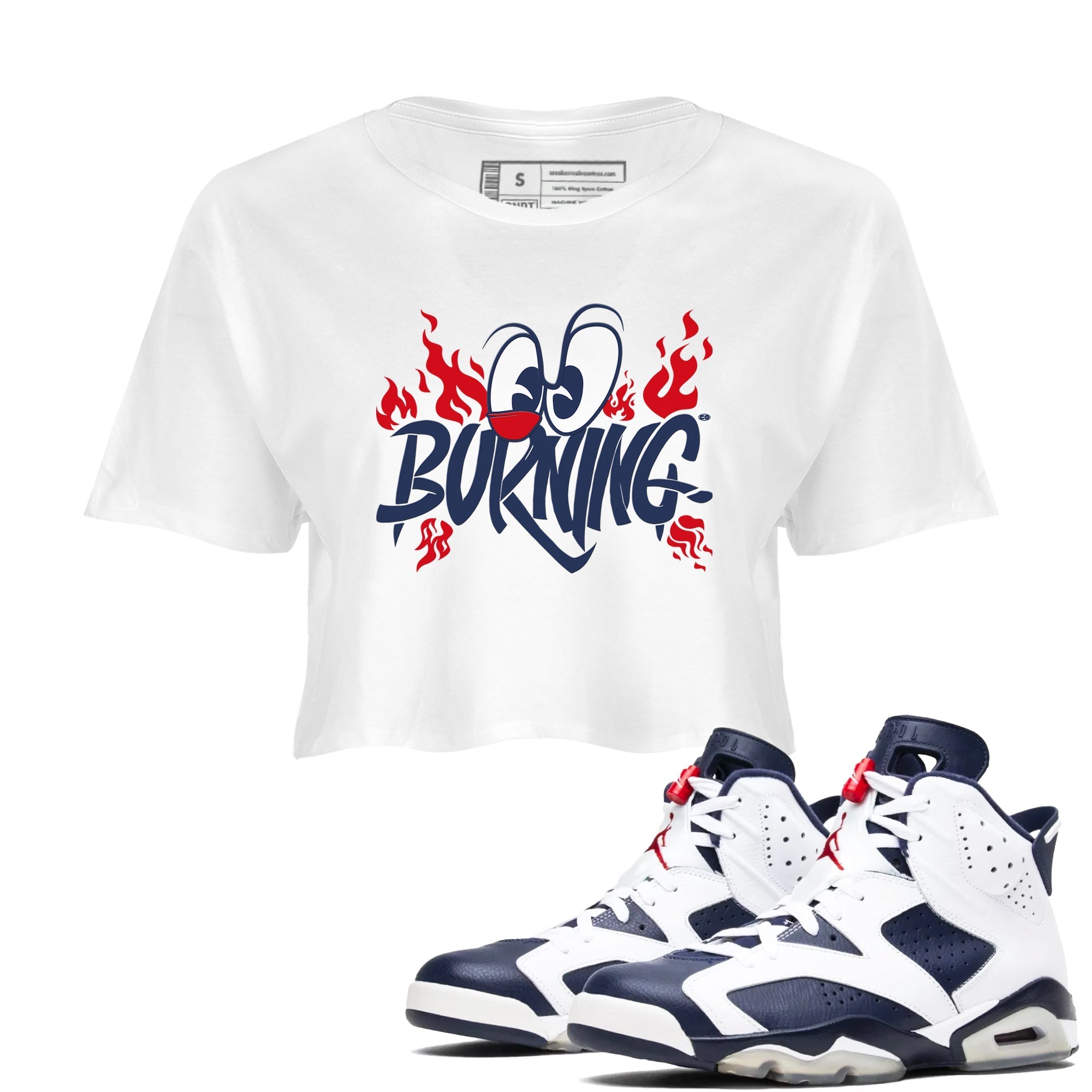 Burning snkmatch Women's Top - Air Jordan 6 White And Midnight Navy