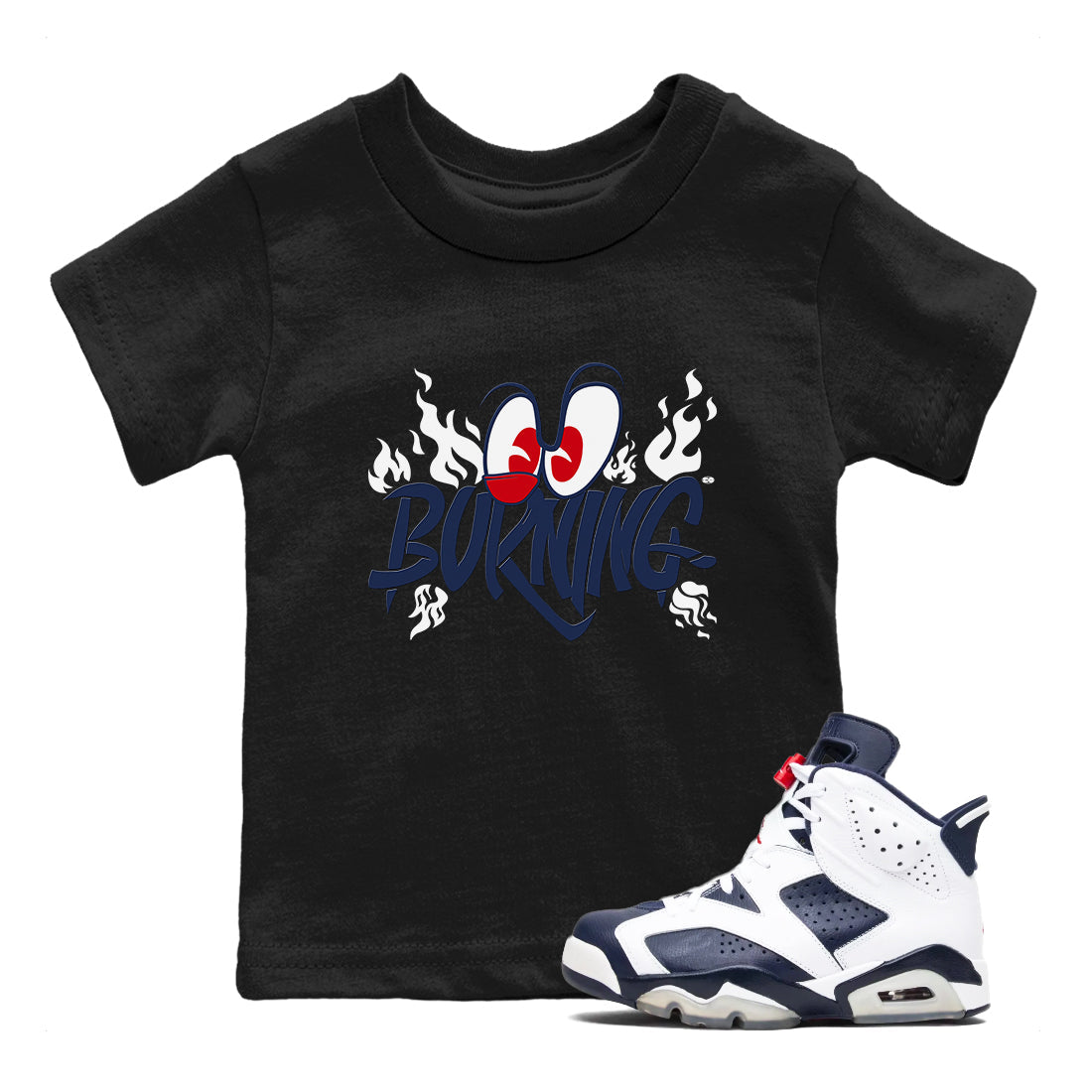 Burning snkmatch Tees Kids - Air Jordan 6 White And Midnight Navy
