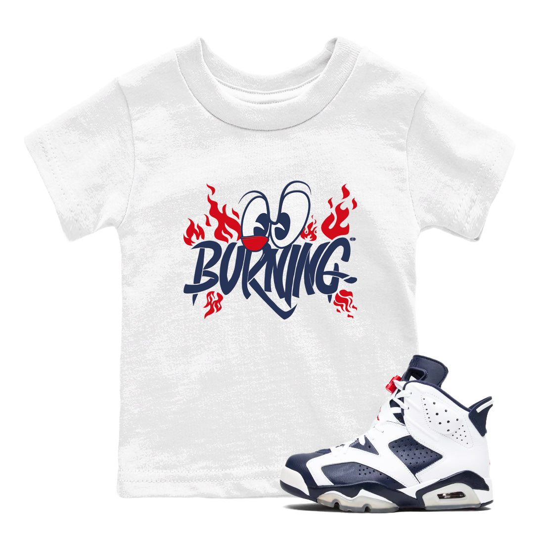 Burning snkmatch Tees Kids - Air Jordan 6 White And Midnight Navy