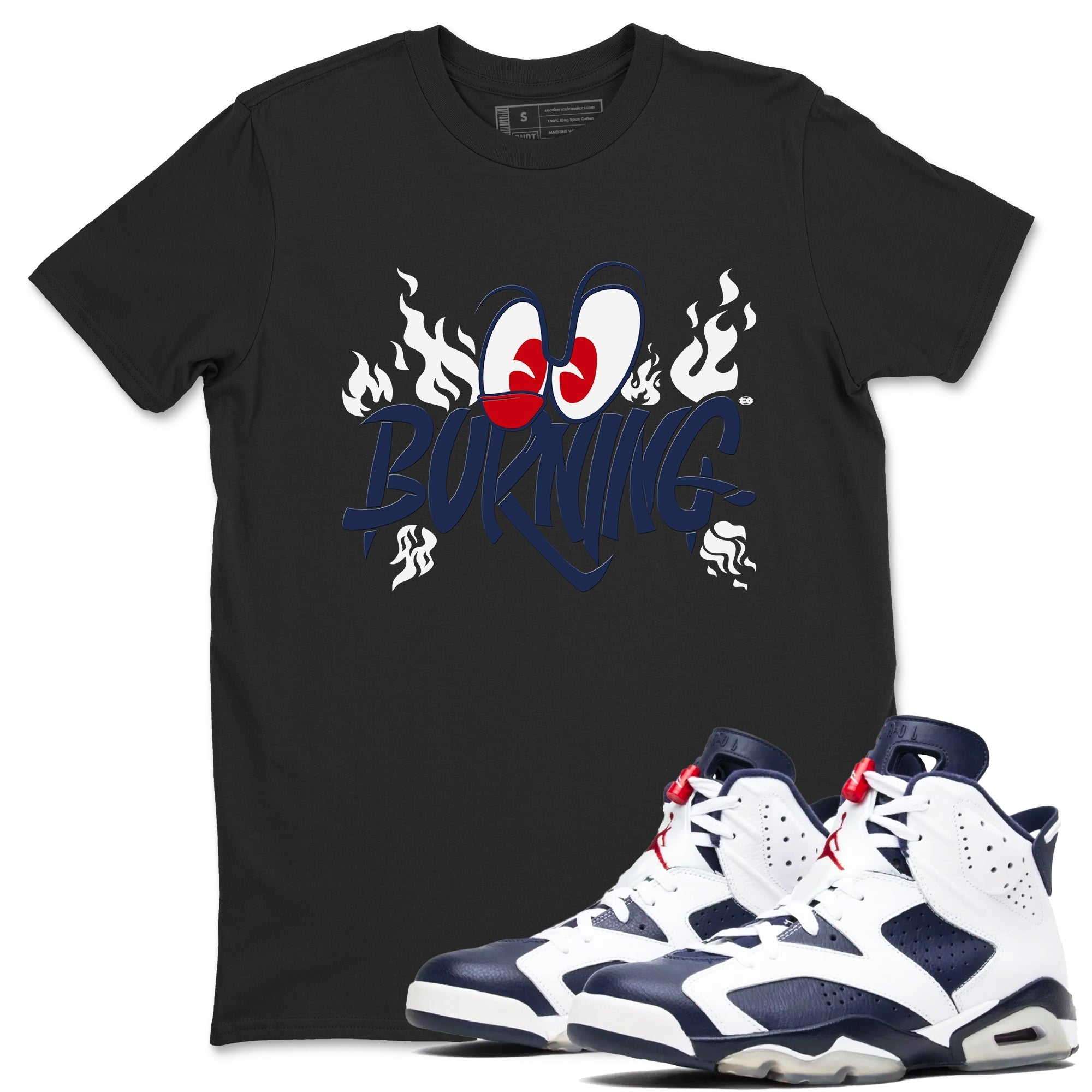 Burning snkmatch Tees - Air Jordan 6 White And Midnight Navy