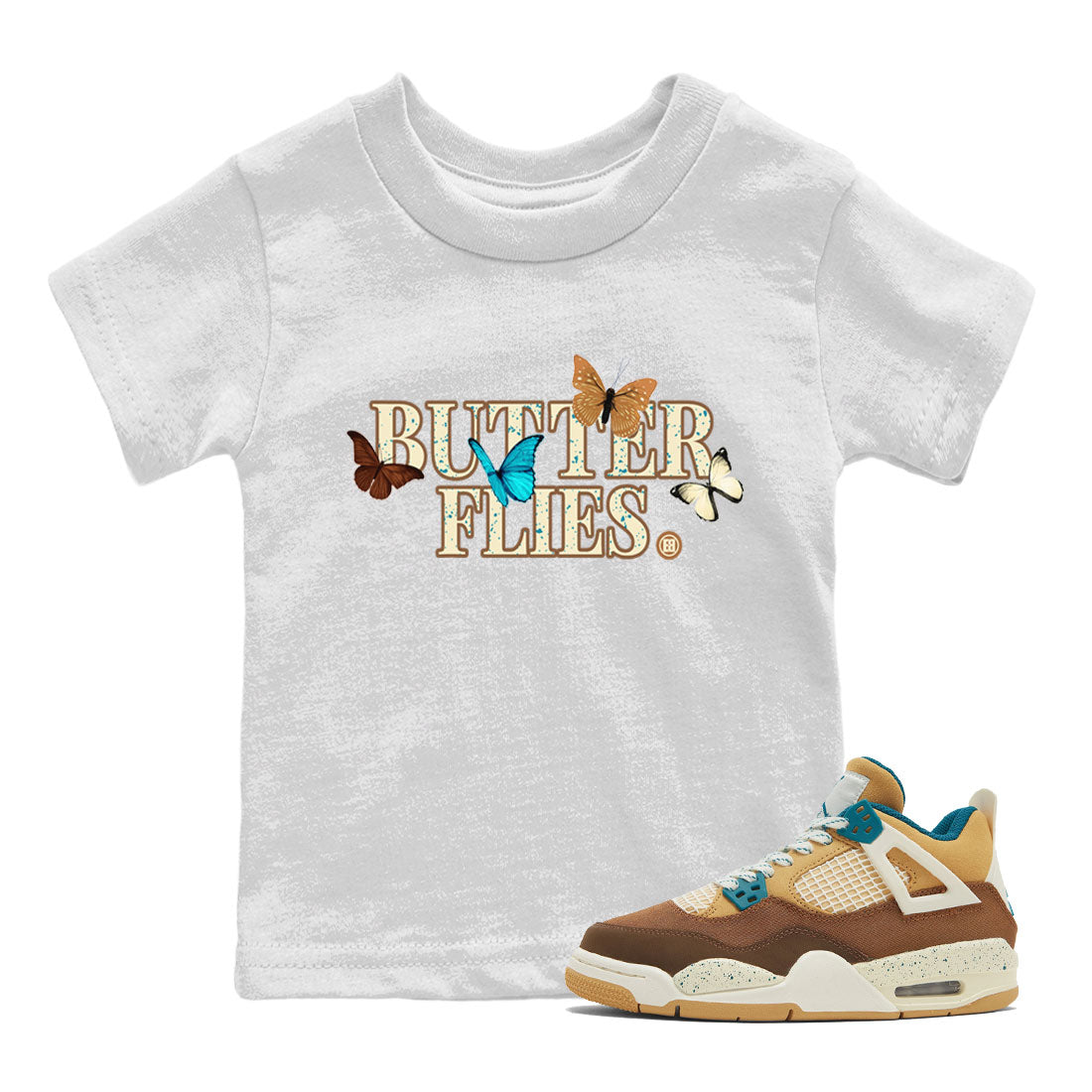 Butterflies Kids Tops - Air Jordan 4 Cacao Wow