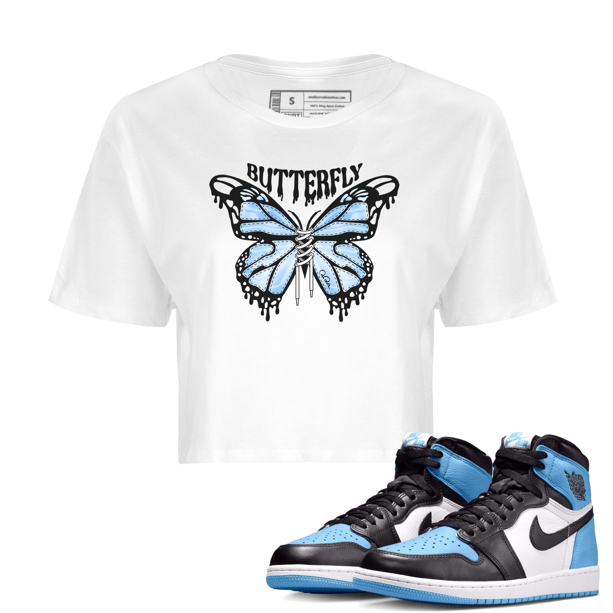 Butterfly Women's Tops - Air Jordan 1 UNC Toe